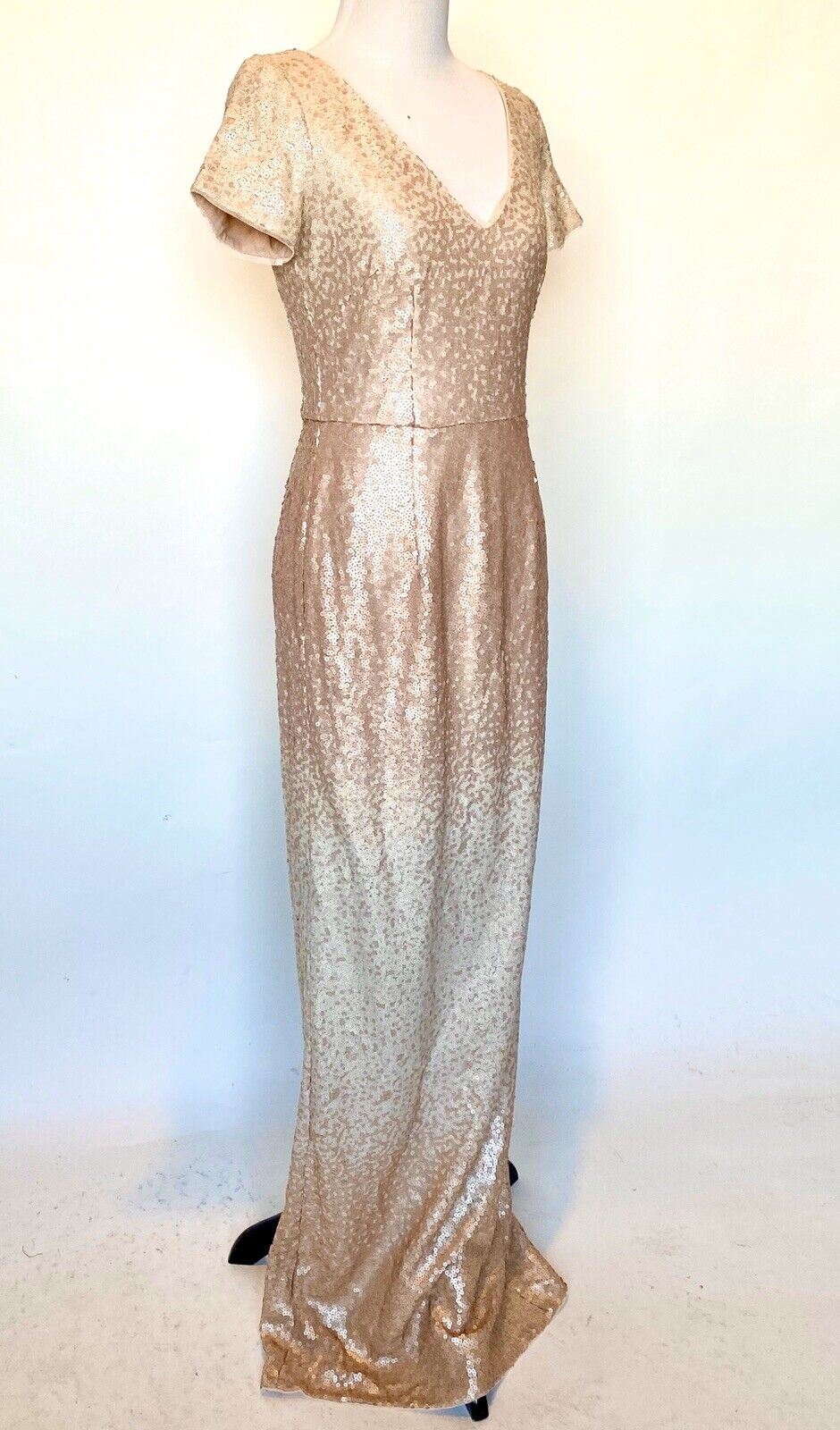 Adrianna Papell Pink Blush Ombré Sequin Gown NWT Size 2 Retails $249 Price $96