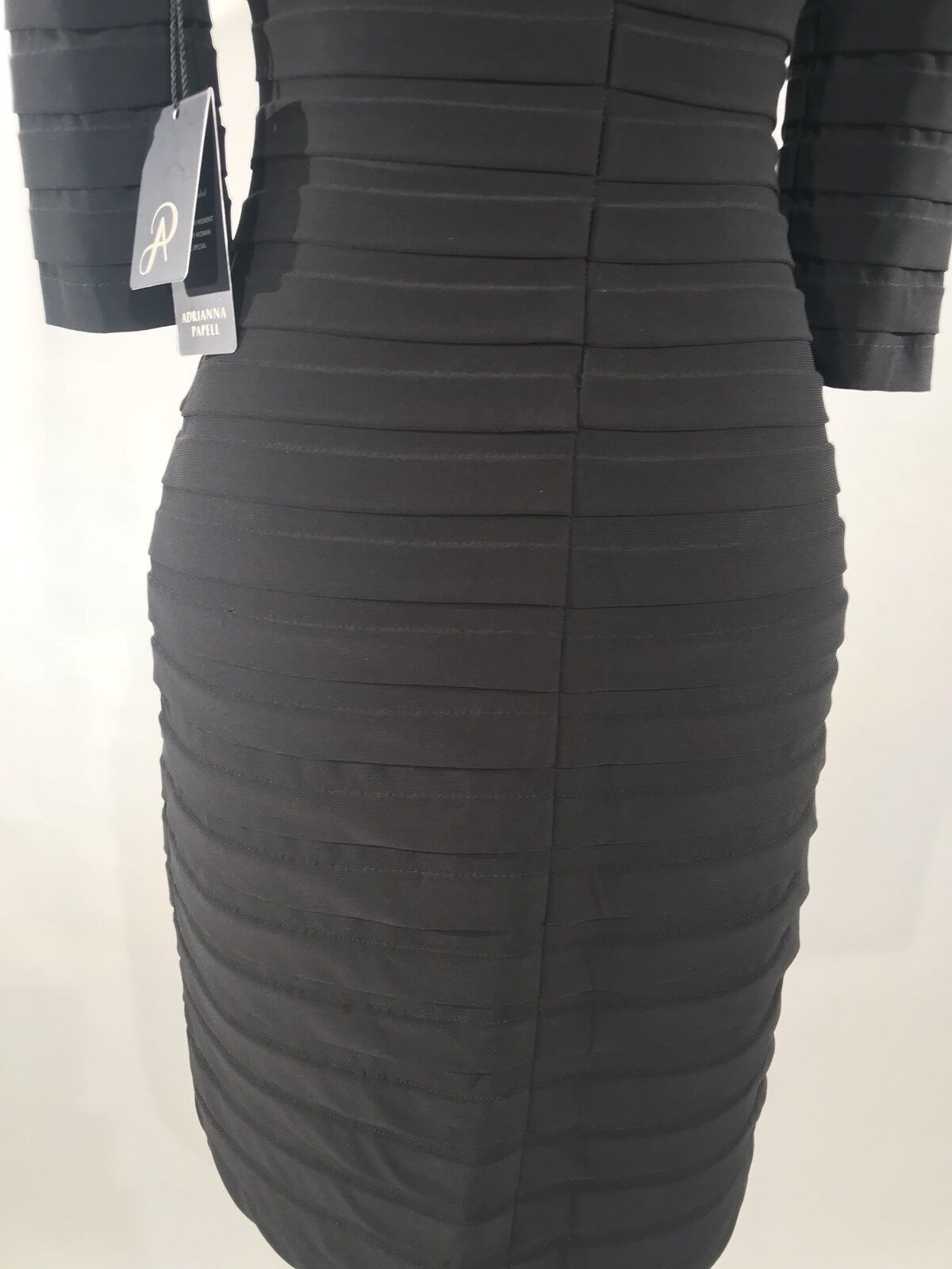 Adrianna Papell Black Banded Stretch Dress NWT Size 0P Price $76
