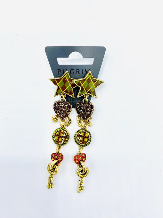 Valentine Heart &Star Pilgrim 14 Carat Gold Plate Swarovski Crystal Earrings $19