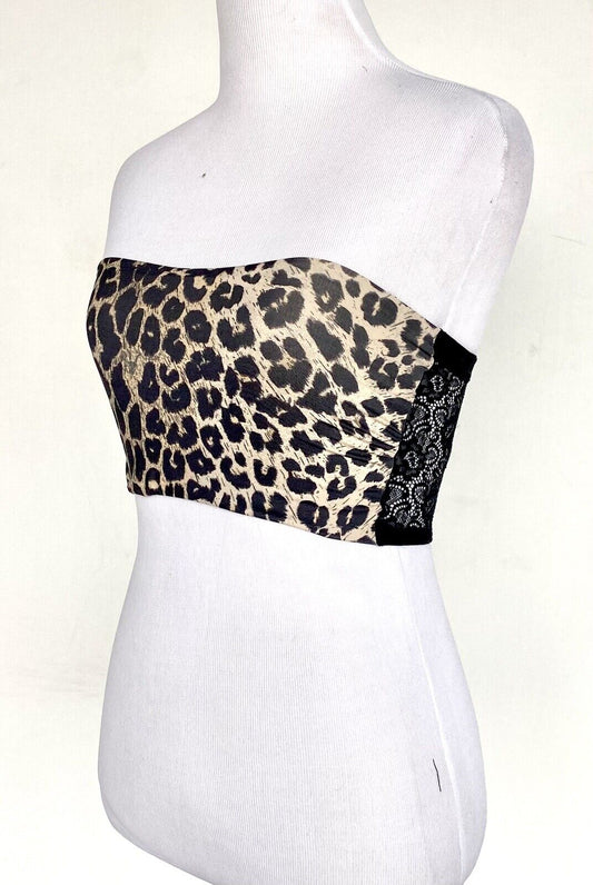 AllSaints Kali Kiku bandeau top $49 Size S leopard front with lace back.