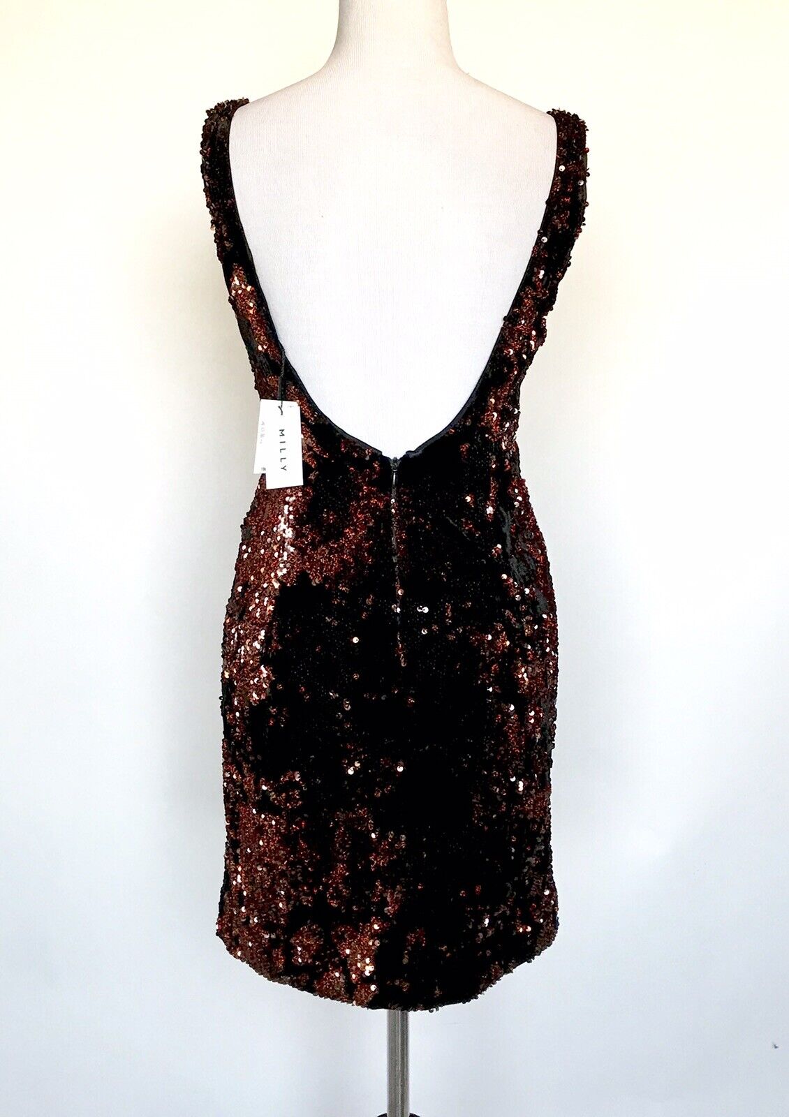 Milly Black Velvet & Copper Sequin Dress. Retail $395 Price $89 Size 2