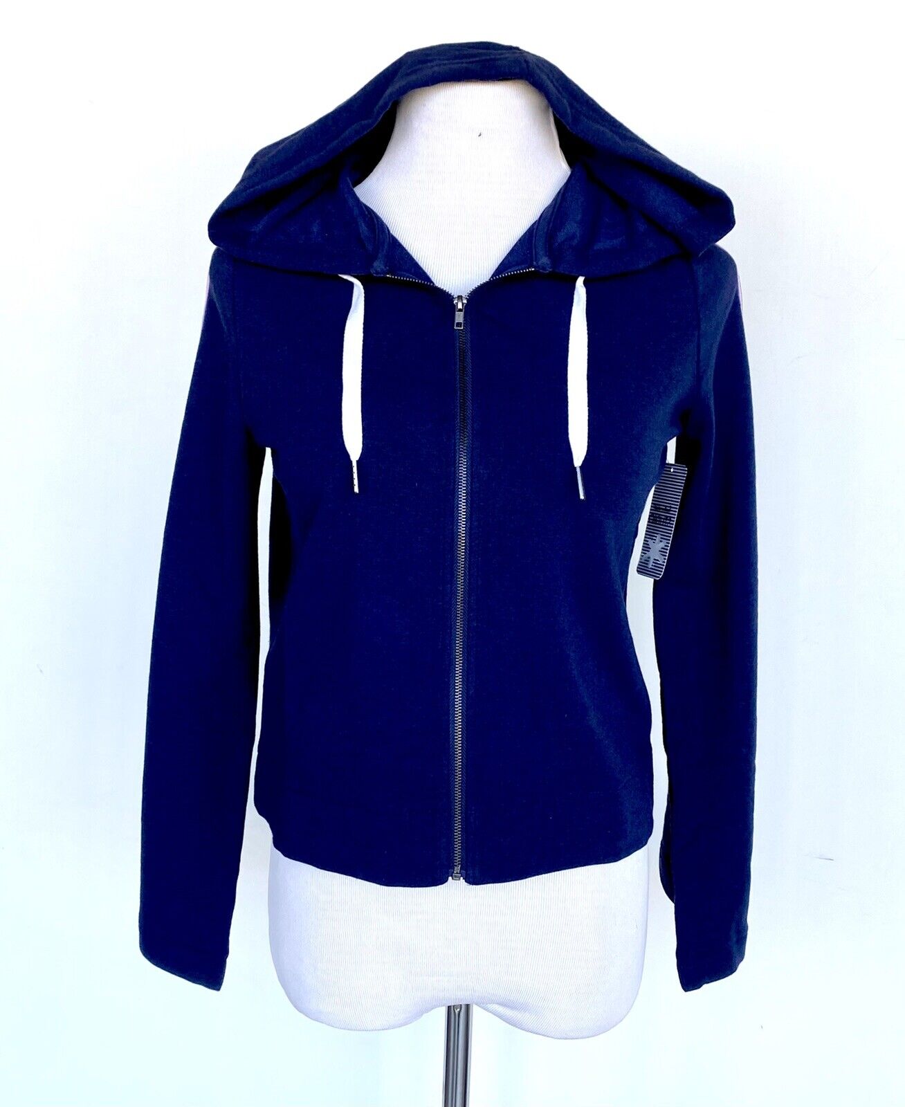 Splendid Hoodie Zip Jacket Navy Bell Sleeve With Stripes Retail $88 Price $39 XS