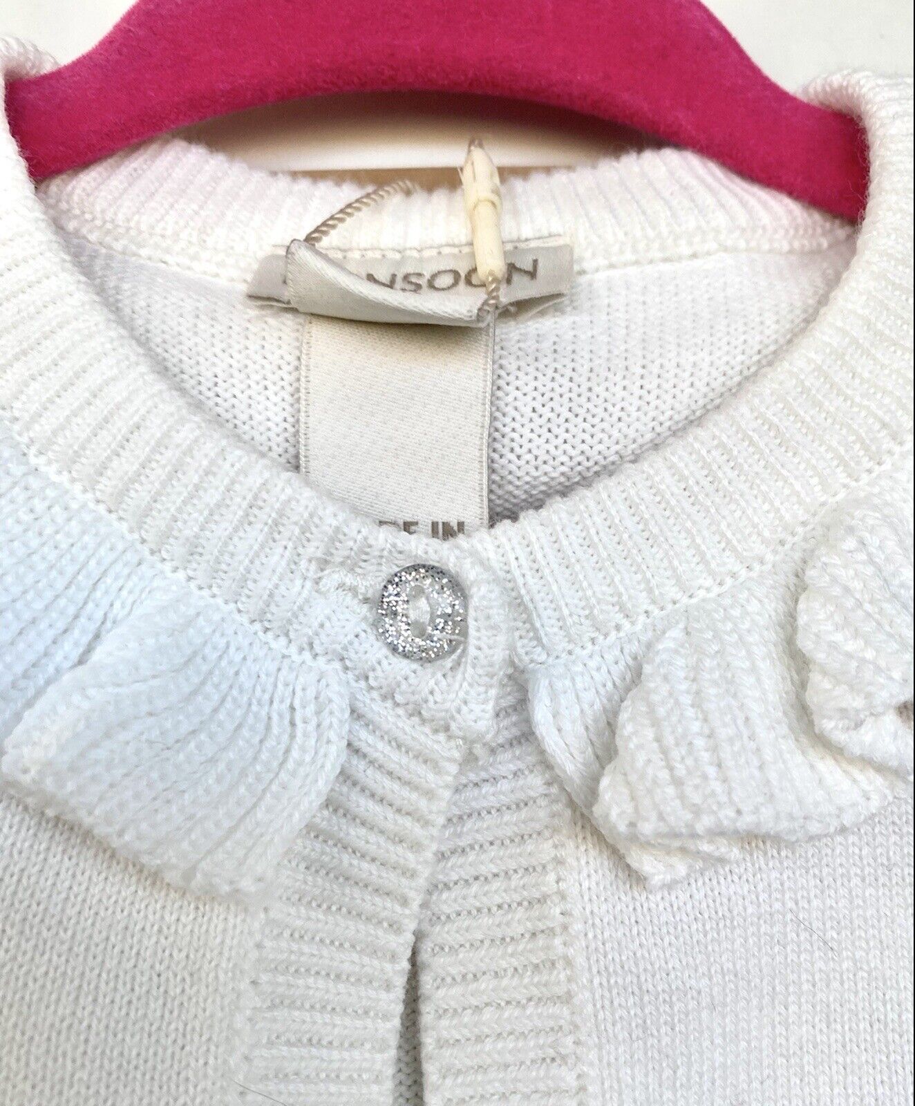 Monsoon London Ivory Embroidered Cardigan 0-3M Price $35 Soft 100% Cotton
