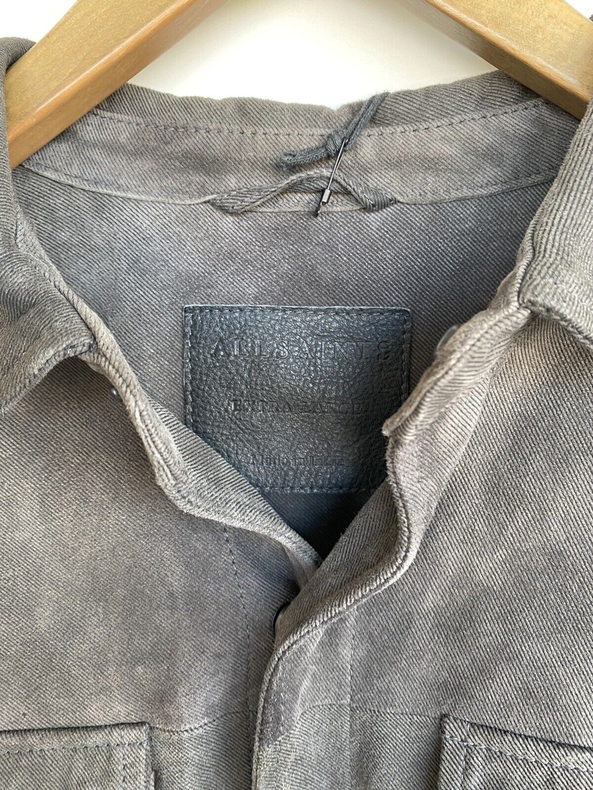 Allsaints Soft Leather Shirt XL Retail $540 Price $320 Anthracite