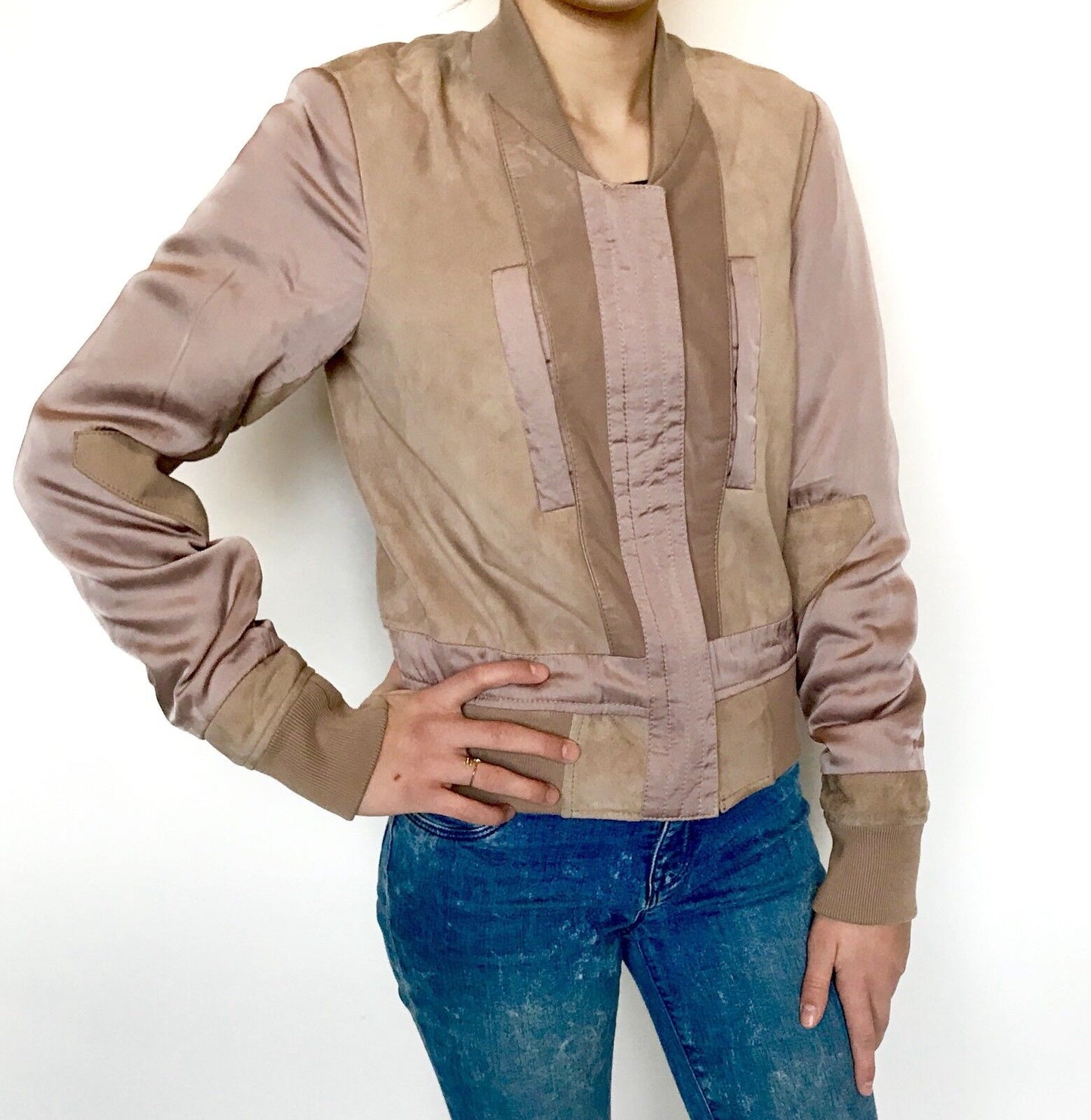 AllSaints Craddock Suede & Leather Jacket NWT Retail $530 Price $272 Size 0