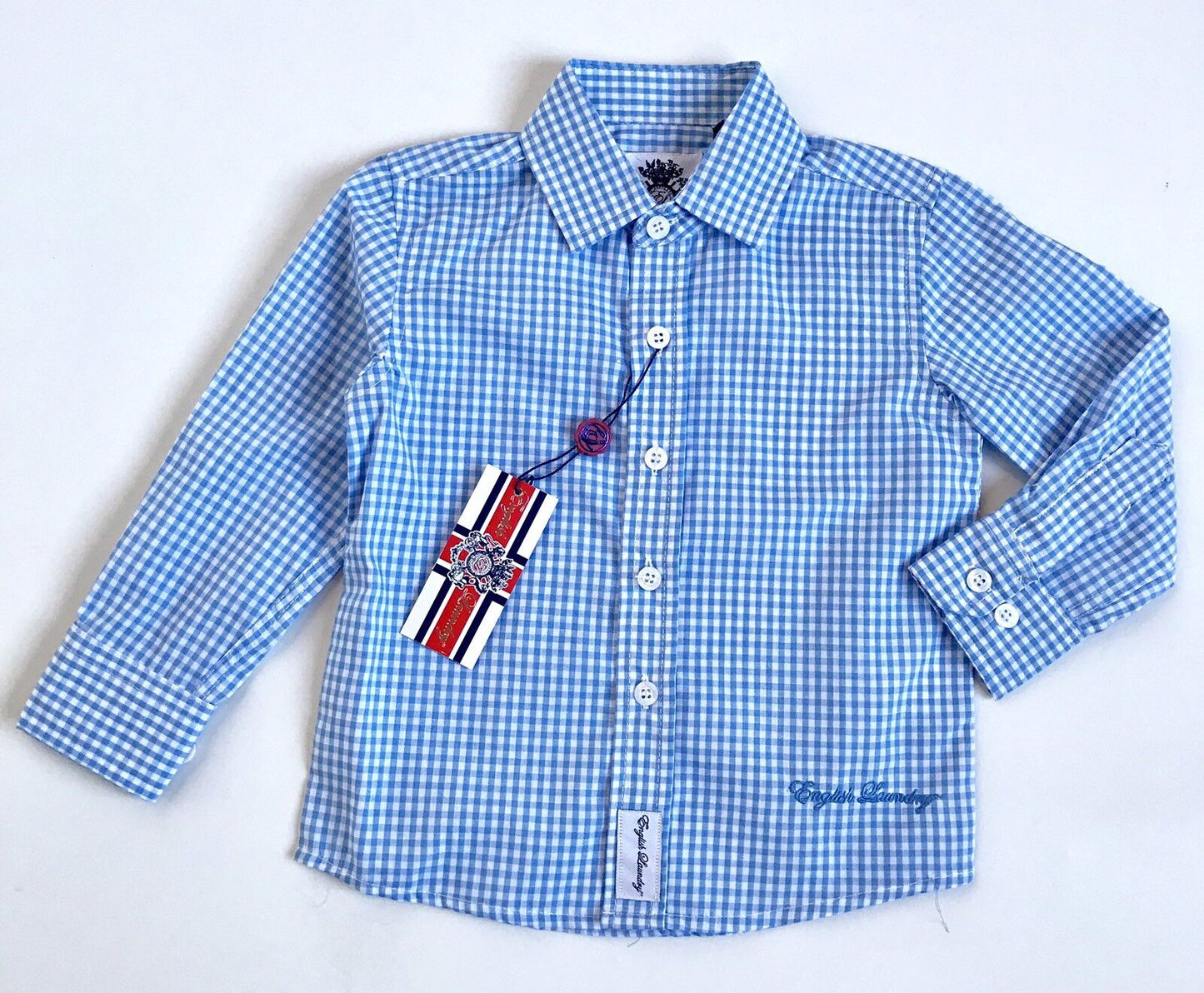 NEW English  Laundry Blue & White Check LS Shirt Retail $36 Price $22 NWT 2T