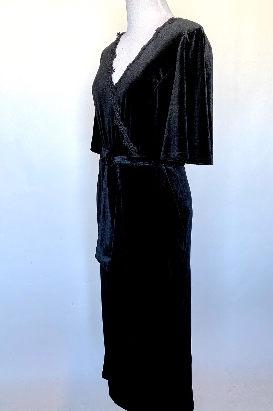 Black Velvet Crochet Trim Jumpsuit XS Retail $199 Price $69 NWT