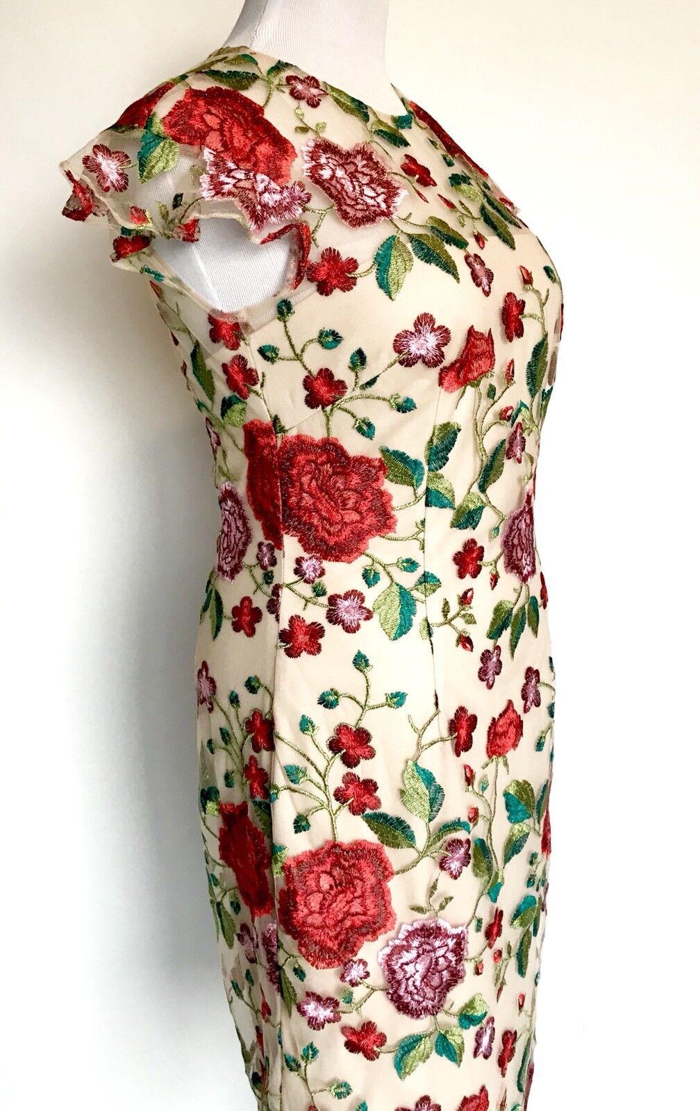 Carmen Marc Valvo Sz 6 Embroidered Floral Dress Retail $325 Price $148 NWT