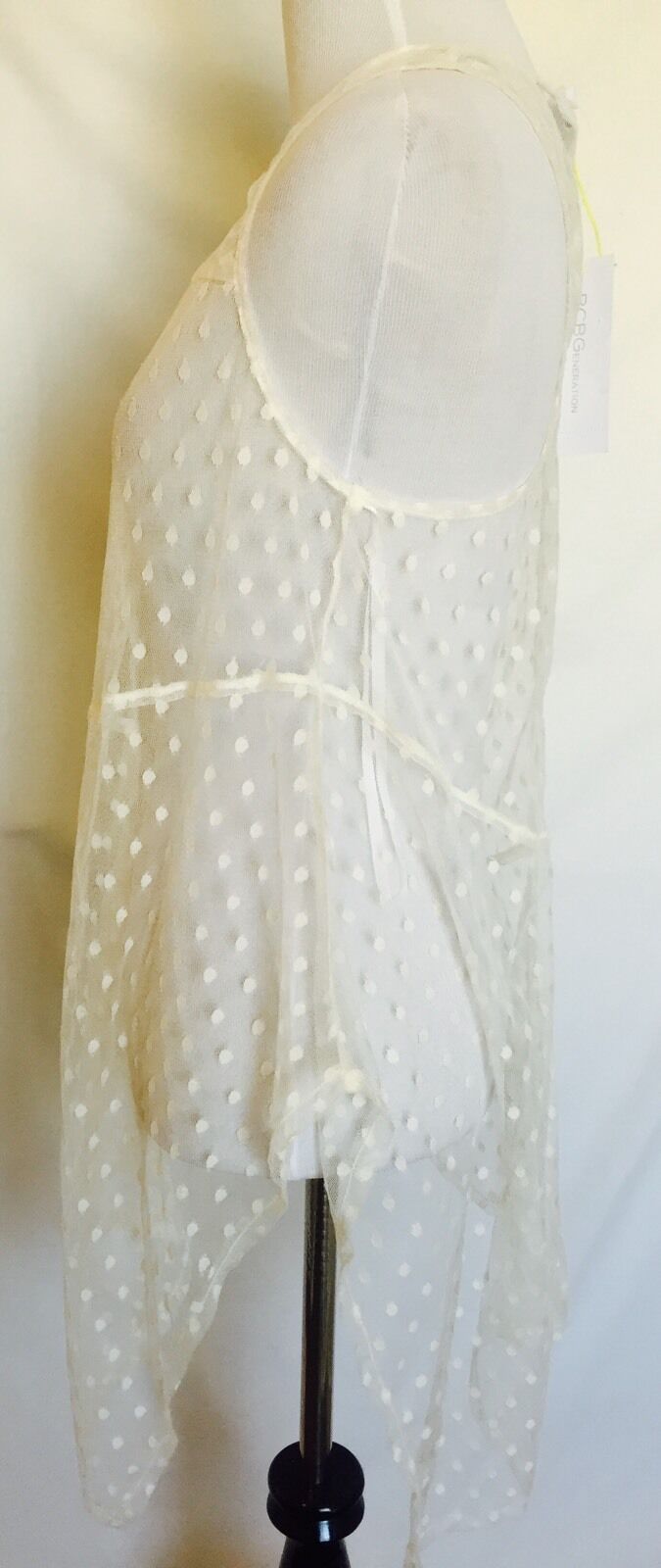 BCBGeneration Cream Spot Net Top NWT Size M Retail $88 Price $38