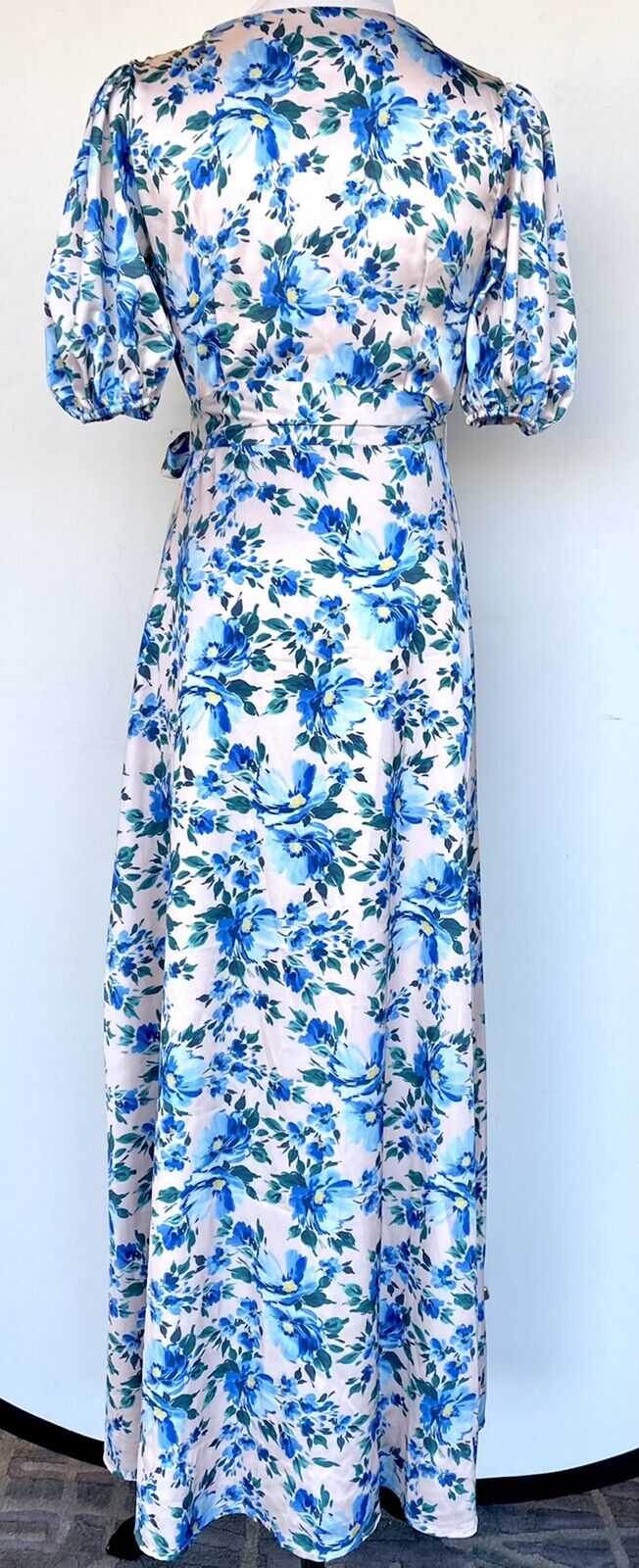 Alexia Admor Satin Pink Blue Wrap Dress Retail $245 Price $99 Size NWT
