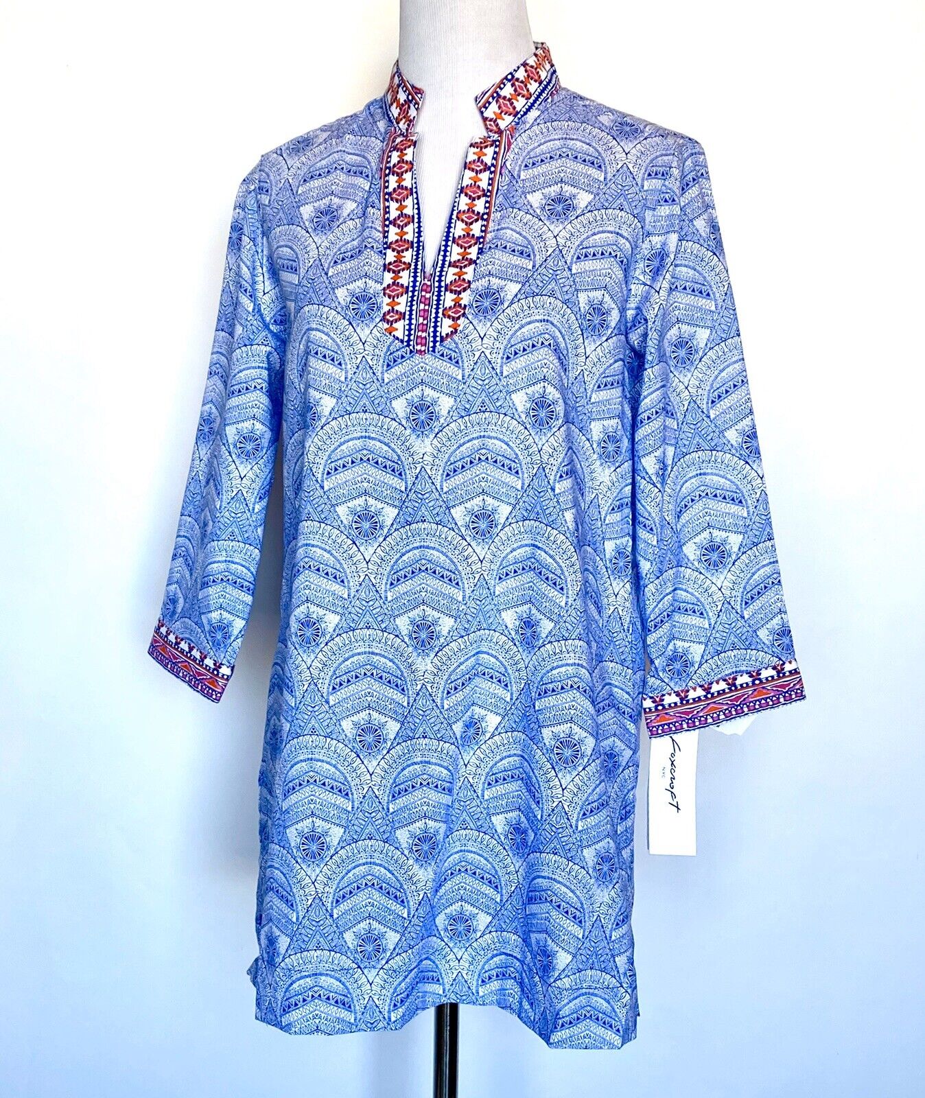 Blue Beach 3/4 Sleeve Tunic Retail $89 Price $29 NWT Sz 2 Cotton