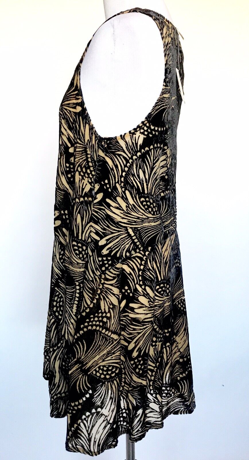 Free People Burnout Velvet Minidress XS Black & Tan Retail $148 Price $46