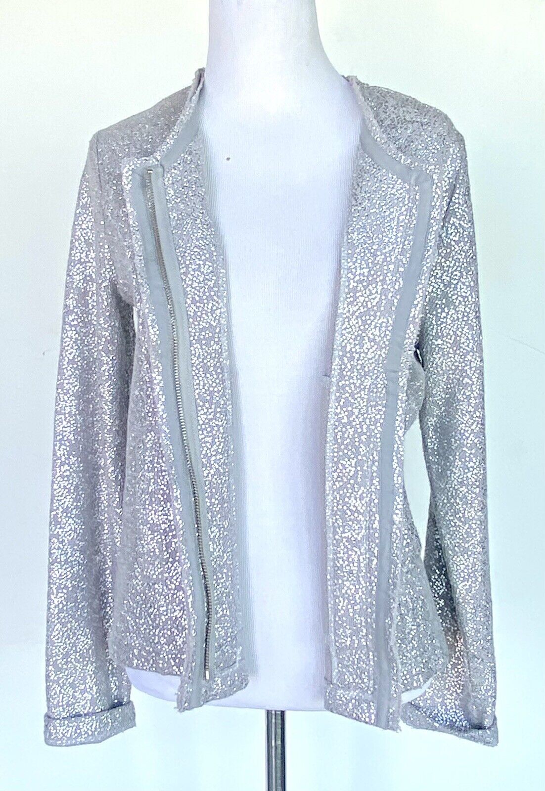 Anthropologie Dolan Silver Grey Jacket Retails $128 Price $59 XS Raw Edge NEW