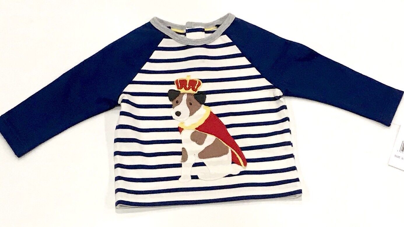 Mini Boden Royal Dog Appliqué Raglan Top 0-3 Month Retail $25 Price $19.50 NWT