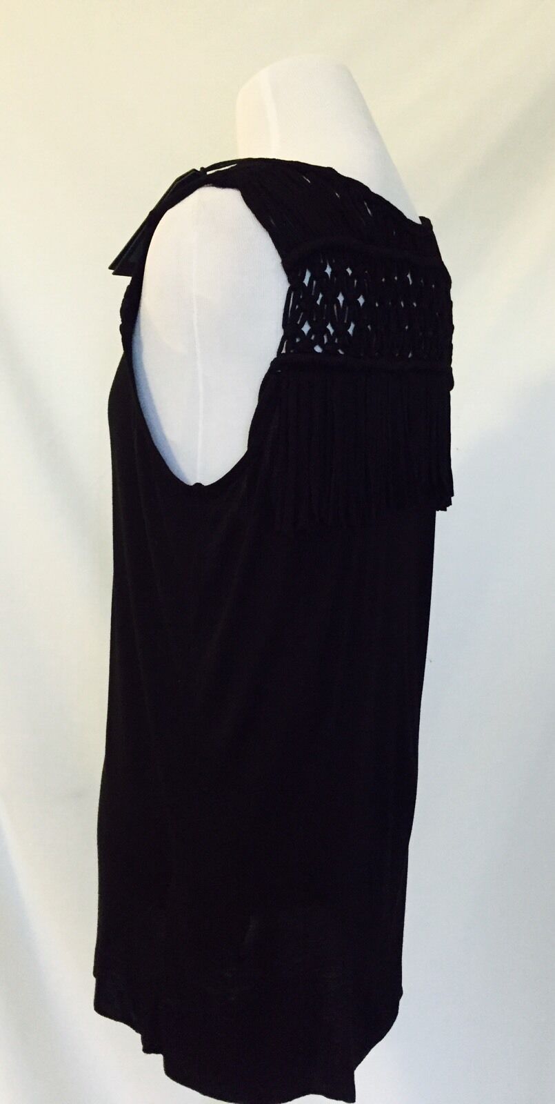 AllSaints Simmo Black Tassel Top NWT Retail $178 Price $58 Size S All Saints