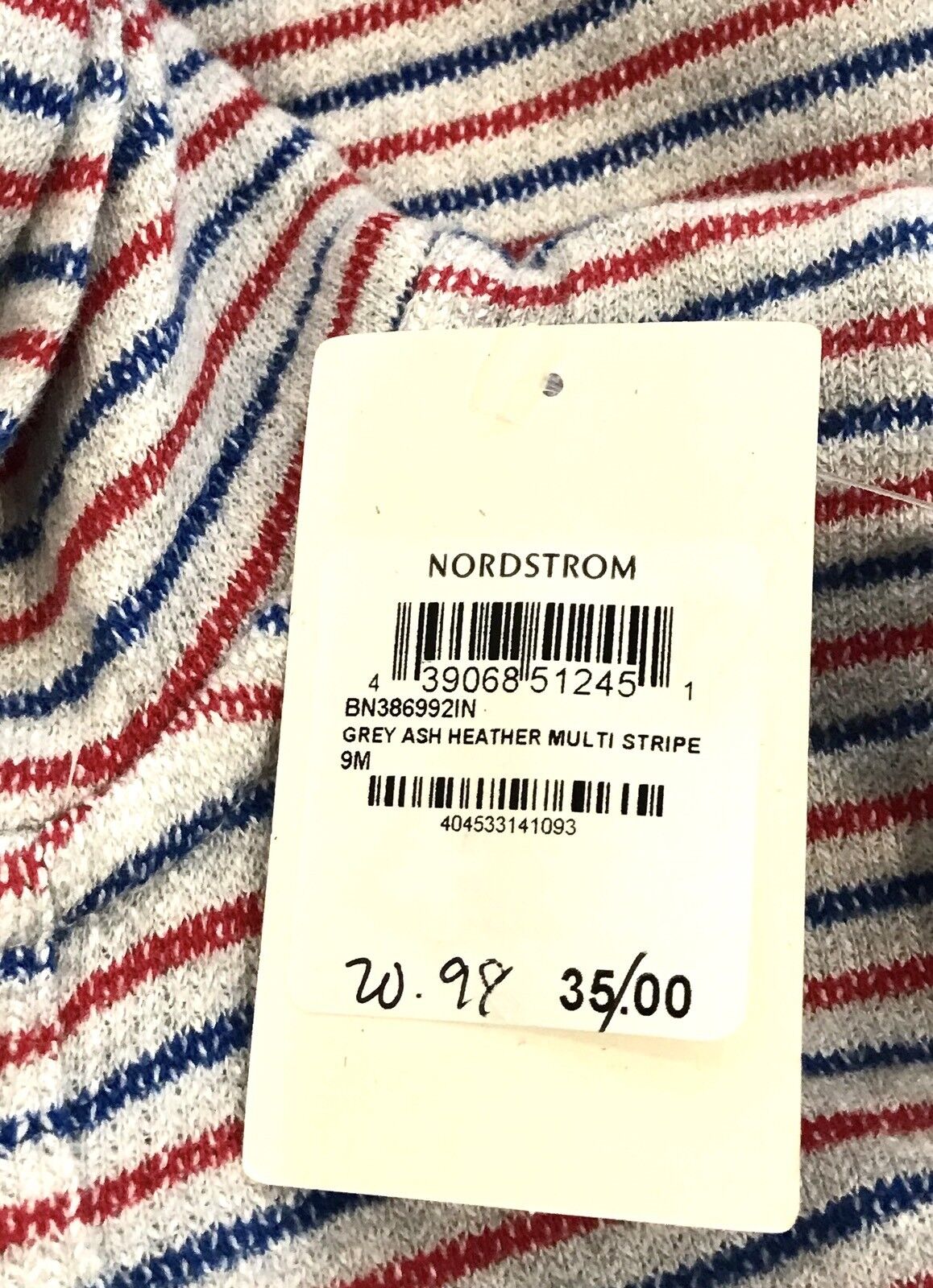 Tucker + Tate Grey Red Blue Stripe Hooded Romper.NWT Retails $35 Price $20.98 9M