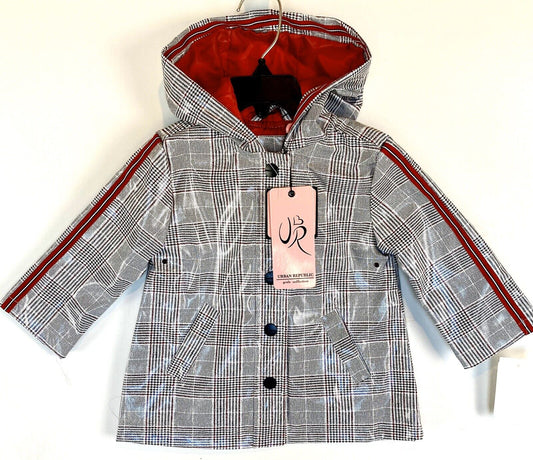 Urban Republic Classic Check Raincoat Ribbon Stripe Retail $75 Price $38 NEW 12M