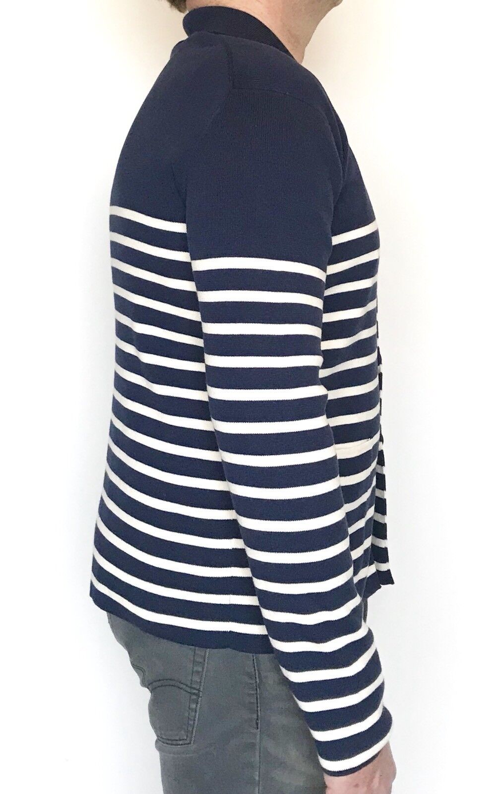 Carolina Herrera Navy Blue & White Cardigan Retail $220  Price $148 NWT Size XL