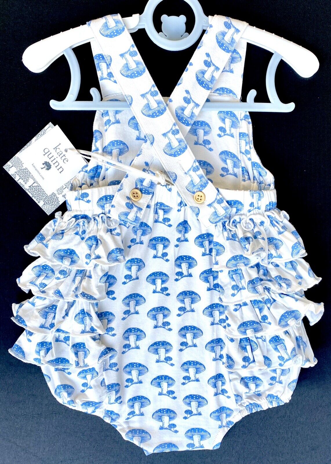 Kate Quinn Bamboo Side Ruffle Bubble Romper Retail $42 Price $34 0-3 M Toadstool