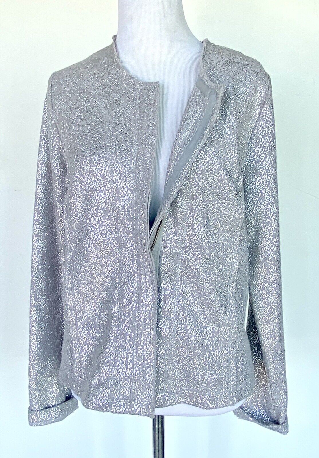 Anthropologie Dolan Silver Grey Jacket Retails $128 Price $59 XS Raw Edge NEW