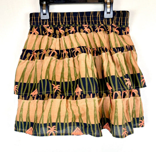 Scotch R'Belle Tan Black Palm Tree Ruffle Skort NWT Age 10 Retail $72 Price $39