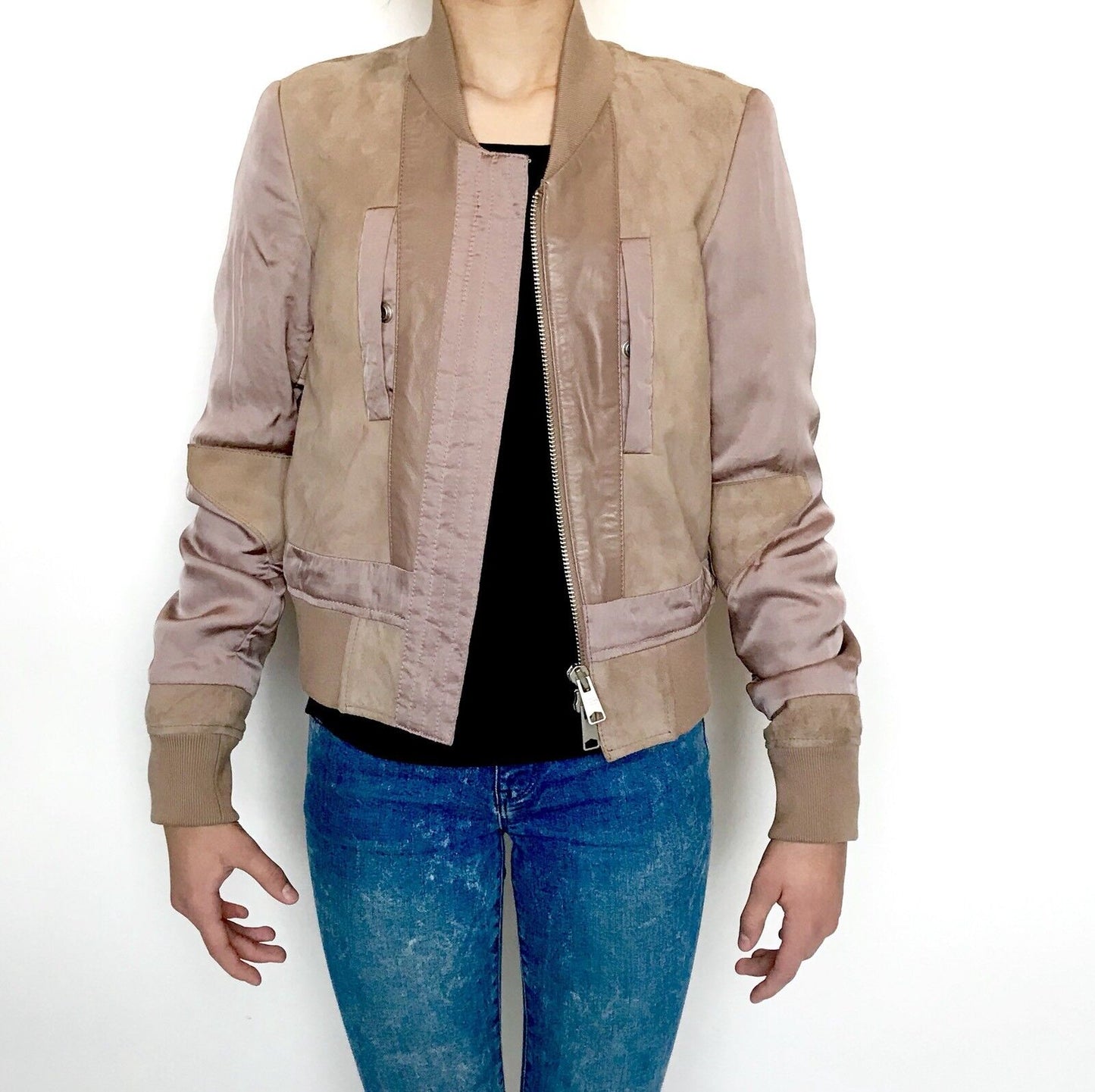 AllSaints Craddock Suede & Leather Jacket NWT Retail $530 Price $272 Size 0