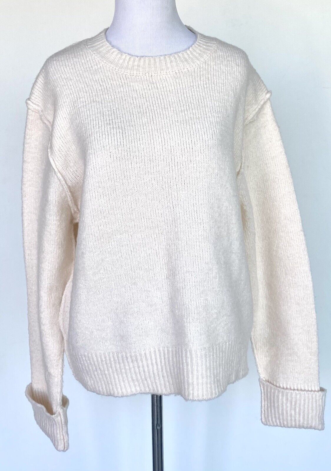 Aqua Ivory Seamed Long Sleeve Sweater Retail $78 Price $45 S NWT
