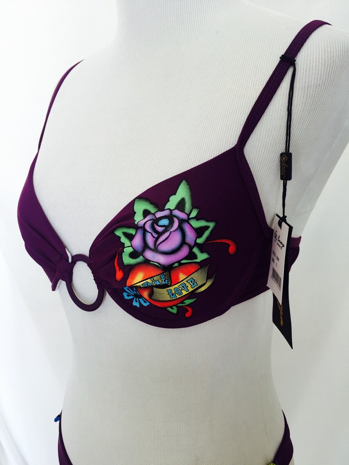 Envya Purple Bikini.Rose Heart Picture NWT Size S. PRICE $28