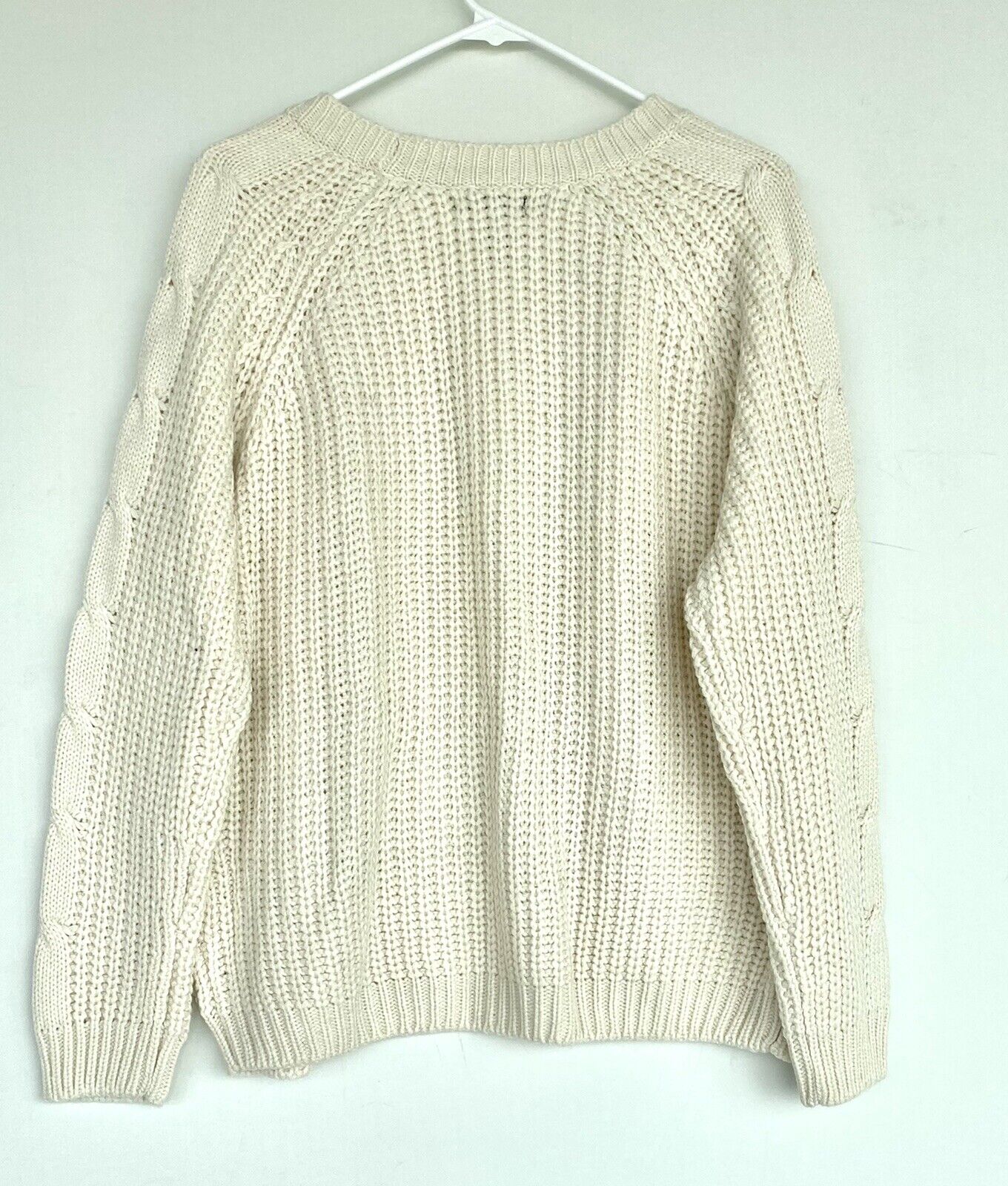 Aqua Cream Chunky Knit Open Front Cardigan Cable Retail $78 Price $39 M NWT