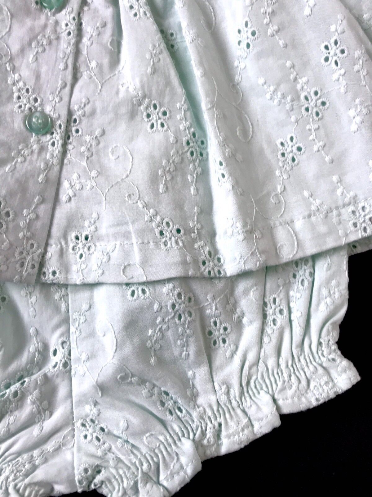 Little Me 2 Pc Mint Sunsuit Dress. Eyelet Smocking. 6 M NWTRetail $36  Price $22