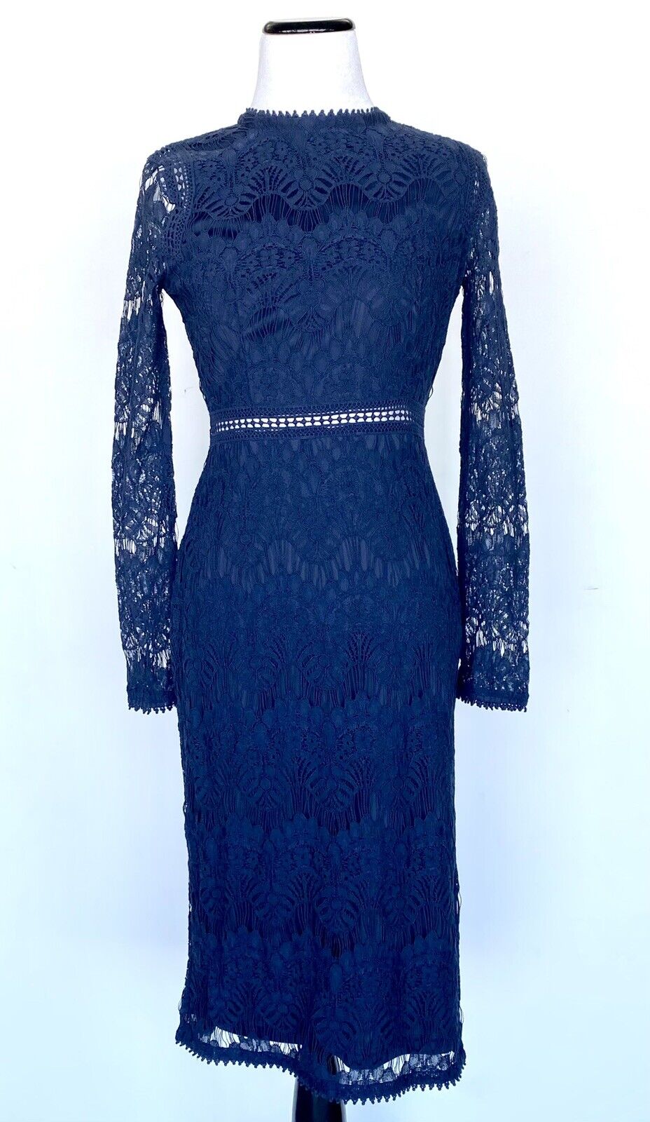 Aqua Soutache Lace Navy Cutout Party Dress. Size S Retails $78 Price $49 NWT