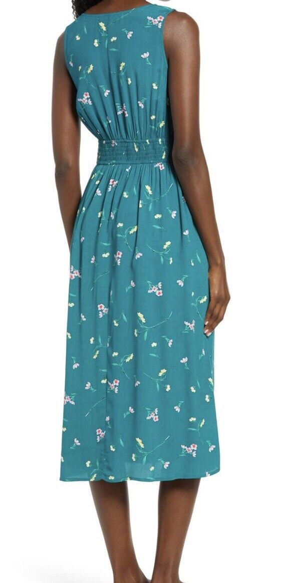Row A Teal Floral Sleeveless Double Breasted Dress Retails $59 Price $36 XS