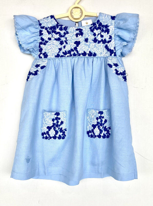 J Marie embroidered Palmer Dress 3T Retail $92 Price $49 Linen Mix