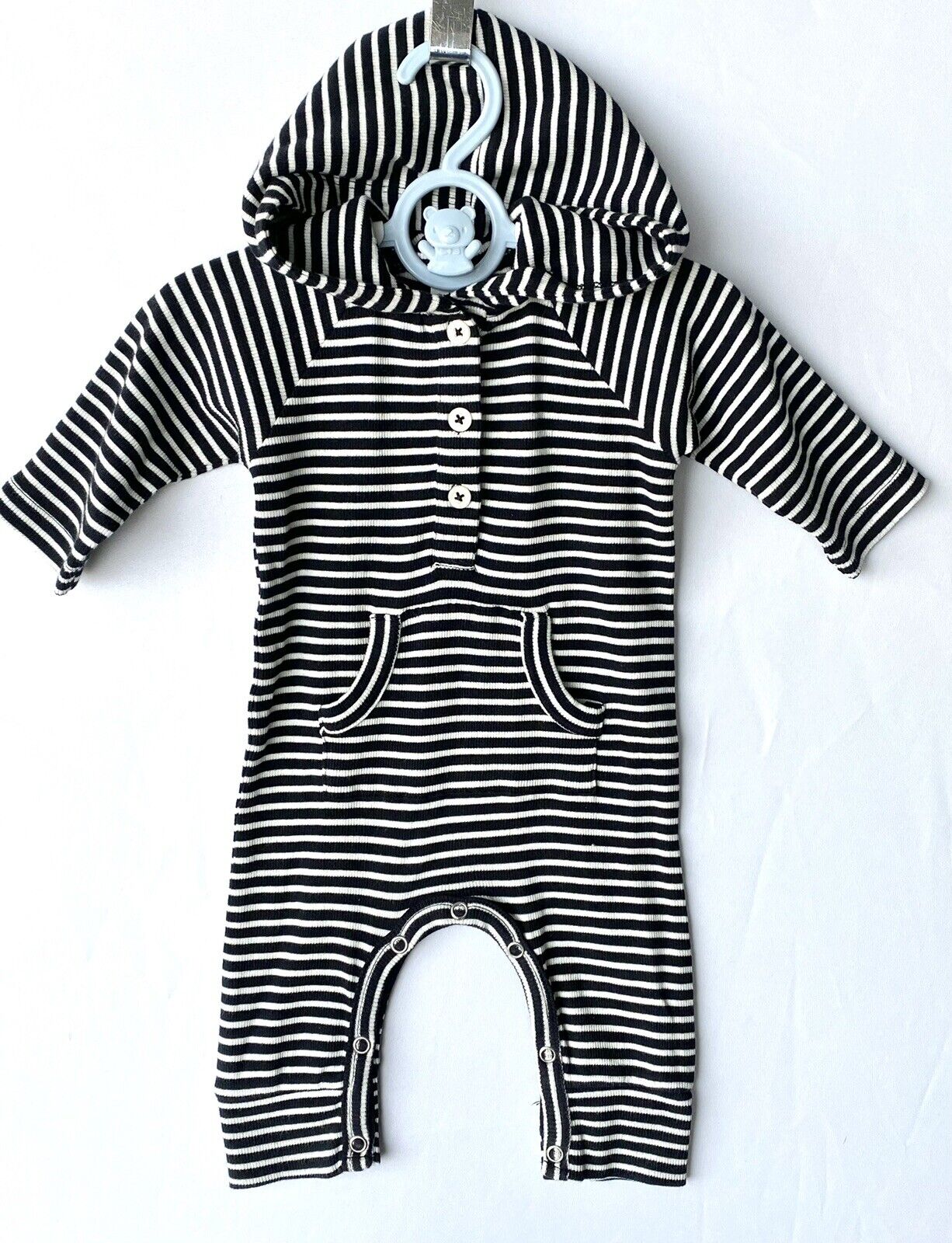 Kate Quinn Organic Cotton Stripe Hooded Jumpsuit Retail $38 Price $28 0-3 M