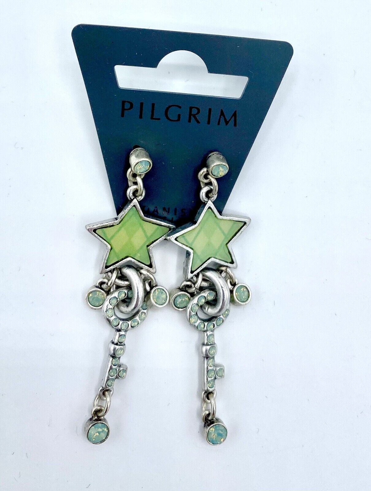 Pilgrim Jewelry Swarovski Crystal green Sterling silver Plated Star Earrings $16