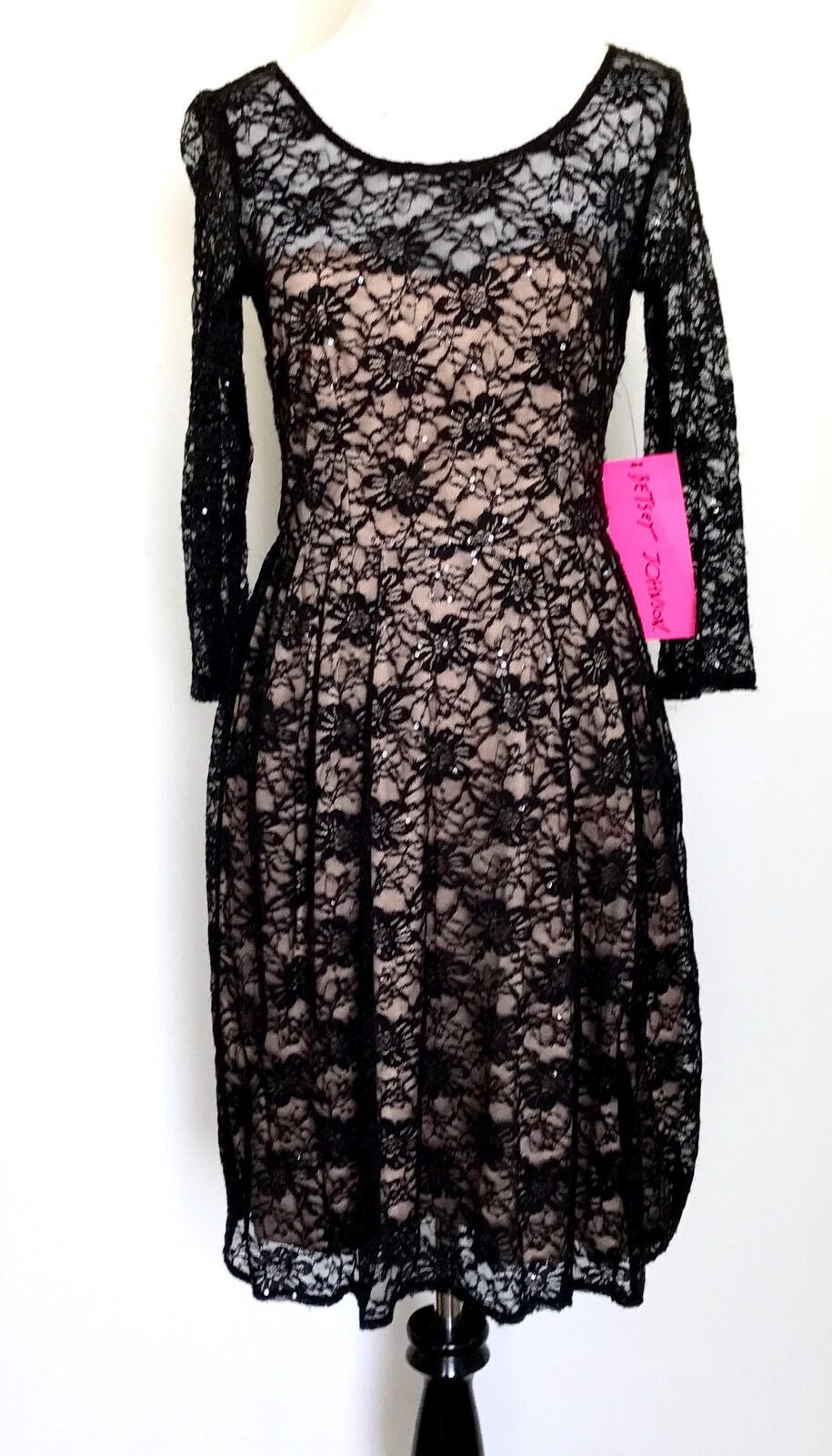 Betsey Johnson Black Lace & Nude Dress. Size 2. Retails $148 Price $52 NWT