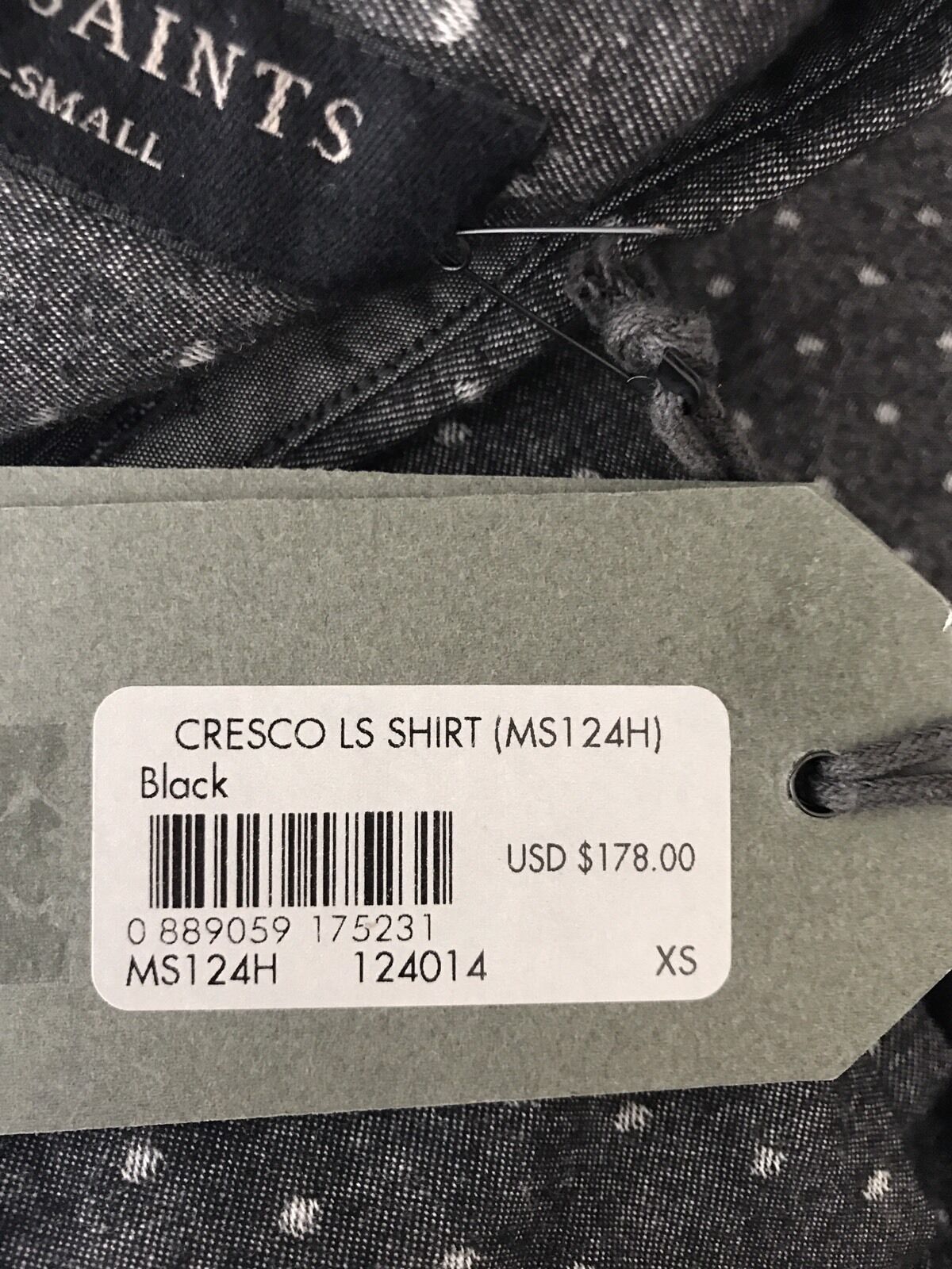 AllSaints Cresco  Spot LS Shirt  Retail $178 NWT Price $78 All Saints XS