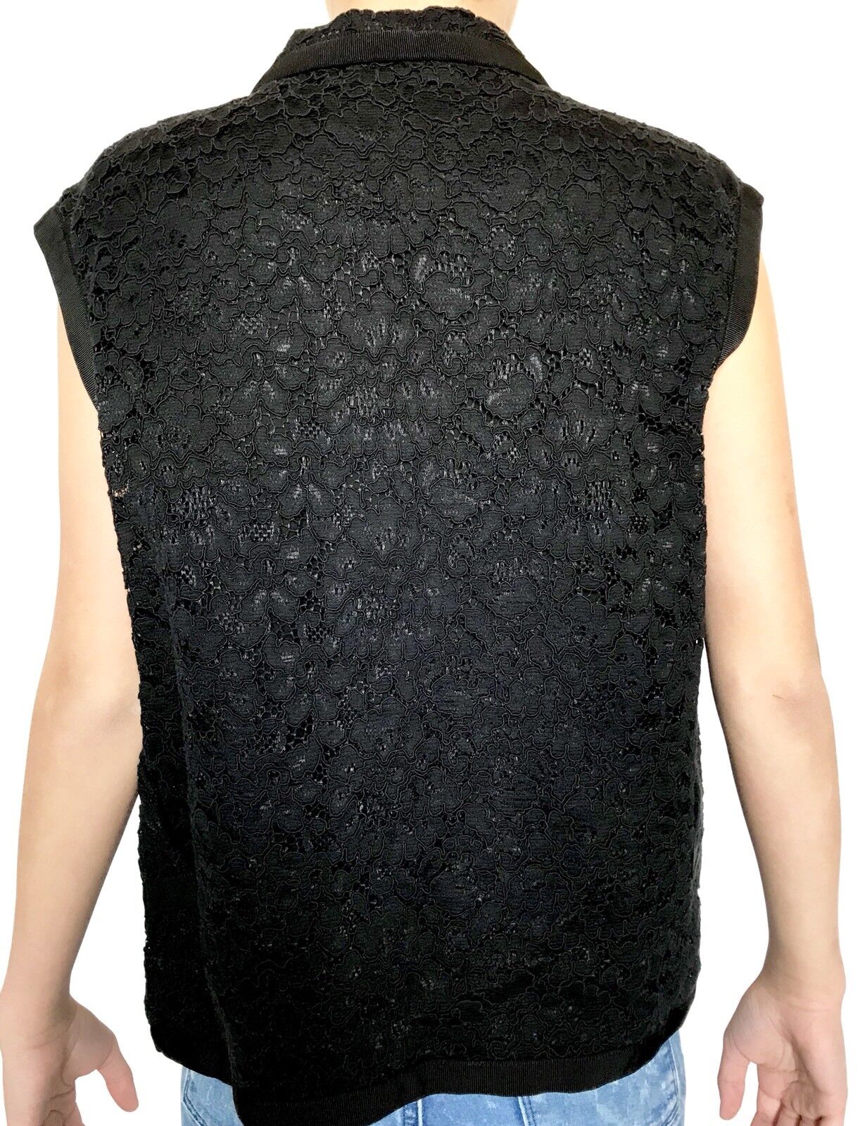Carolina Herrera Black Lace Waistcoat Top. NWT Retail $600 Price $245 Size XS