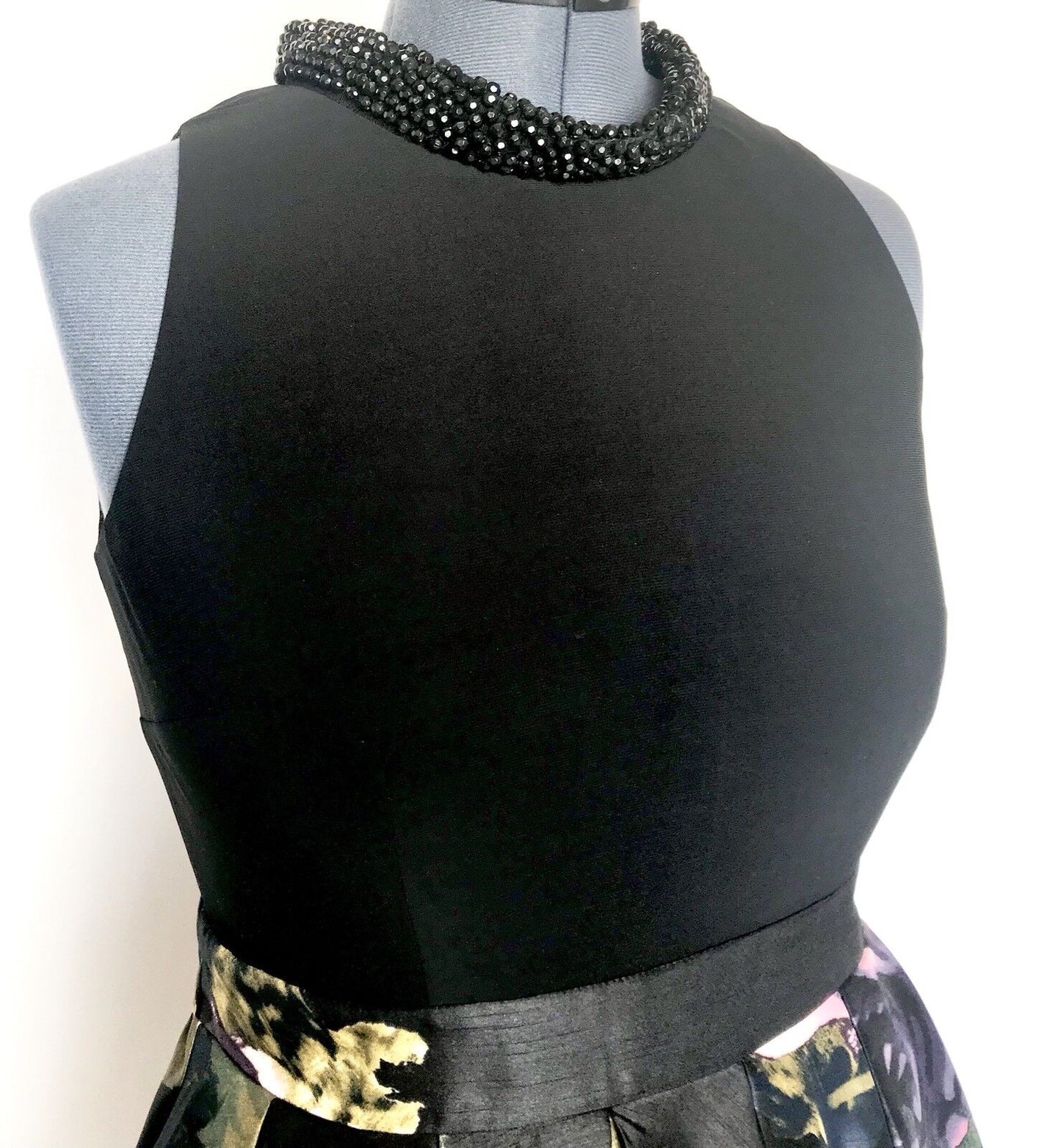 SNLY Black Bead Neck Gown. Floral Skirt. NWT Price $78 Size 10