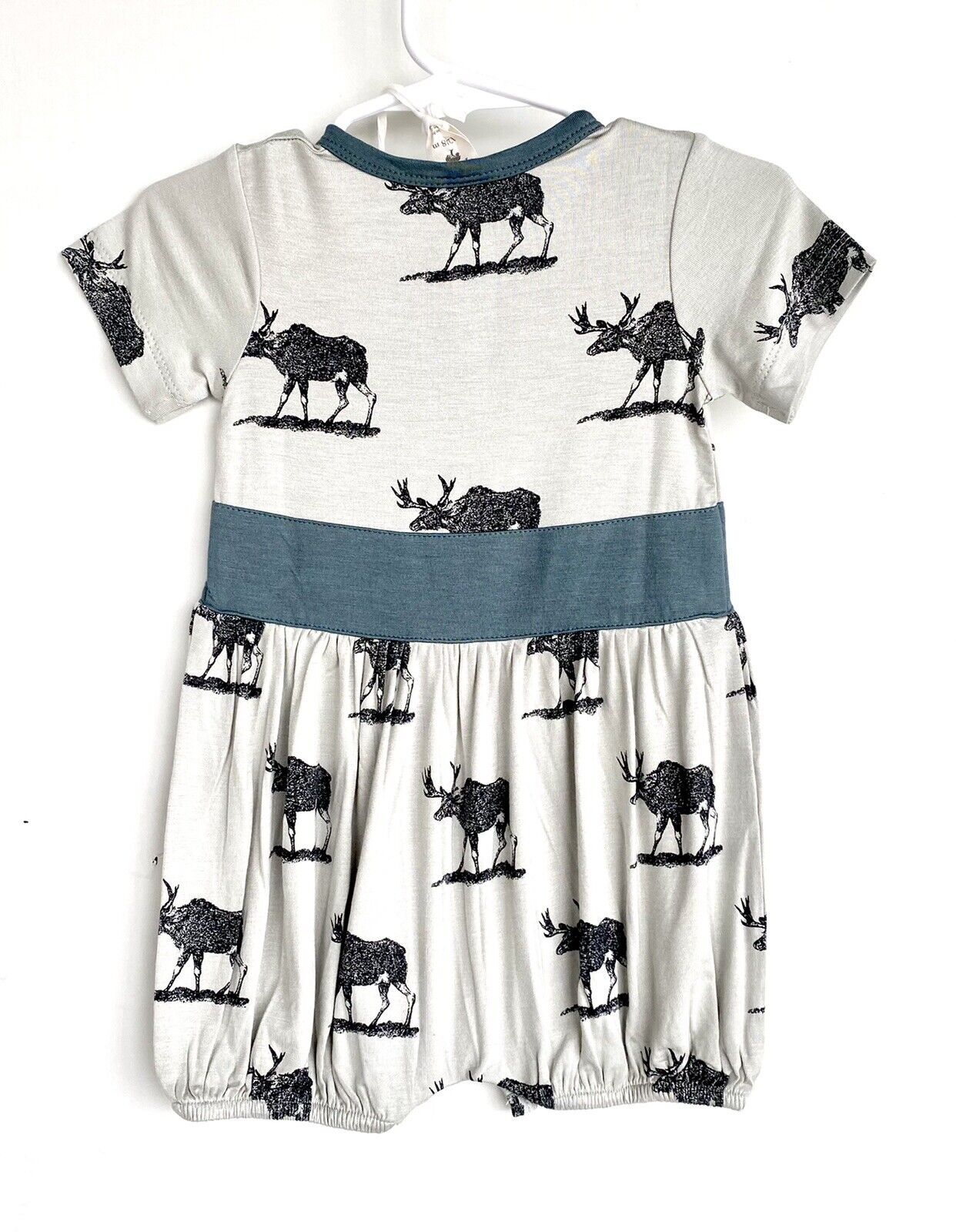 Kate Quinn Bamboo bubble Romper Retail $40 Price $28 12-18 M Moose Blue Gray