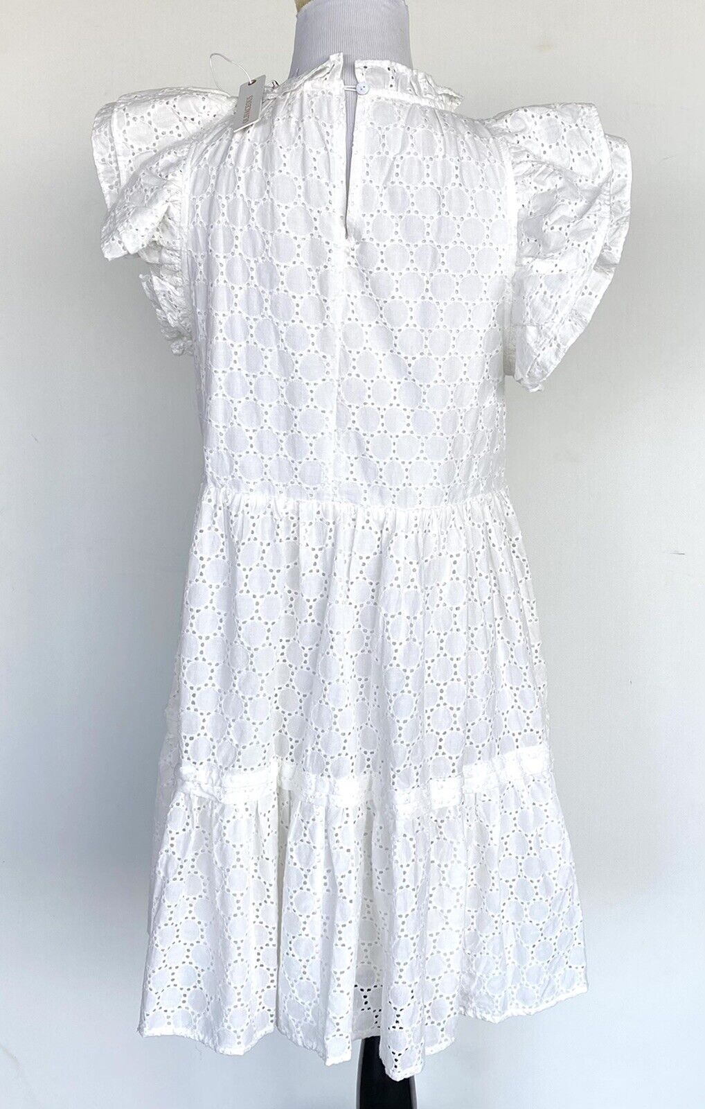 Olivaceous Ivory White Eyelet Embroidered Dress S Retails $98 Price $68