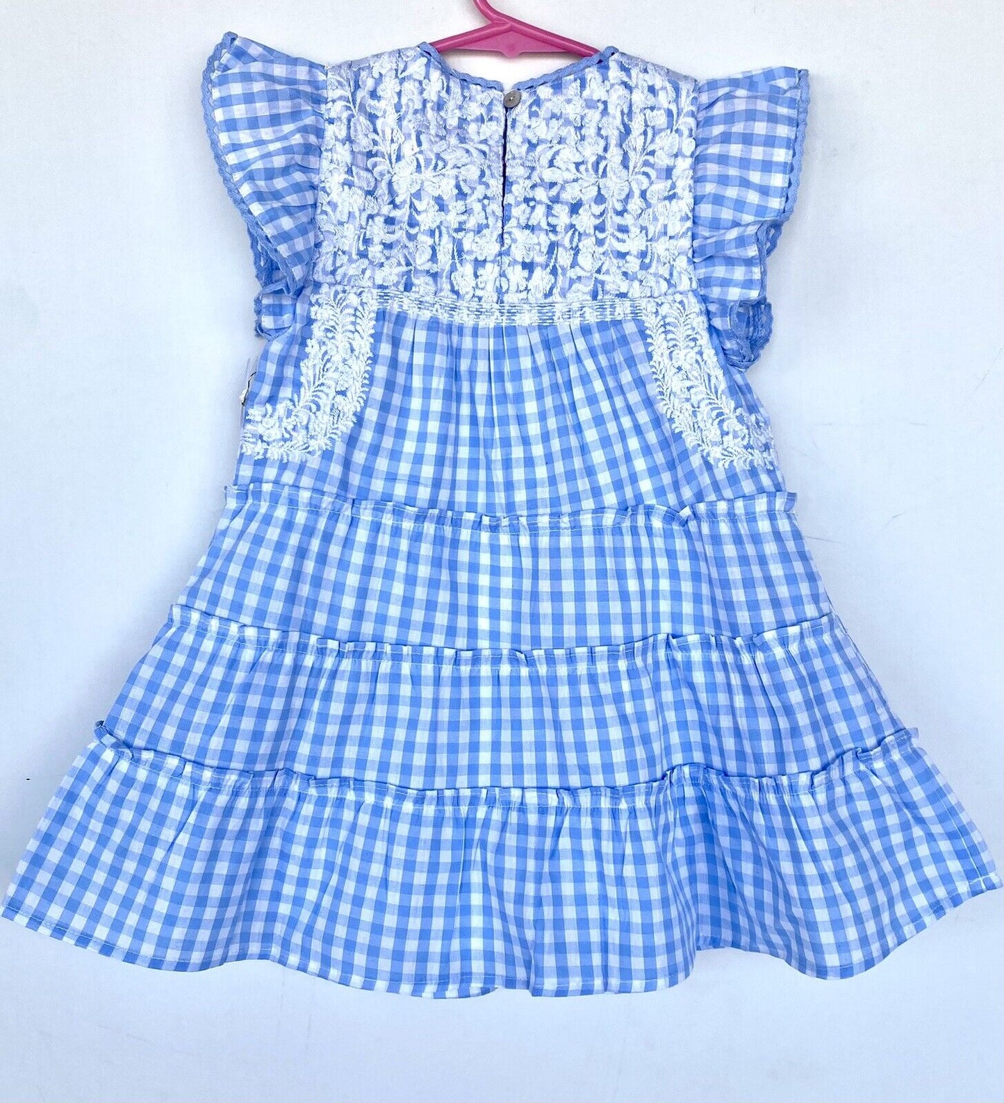 J Marie embroidered Juniper Dress 4T Retail $102 Price $49 Gingham Blue