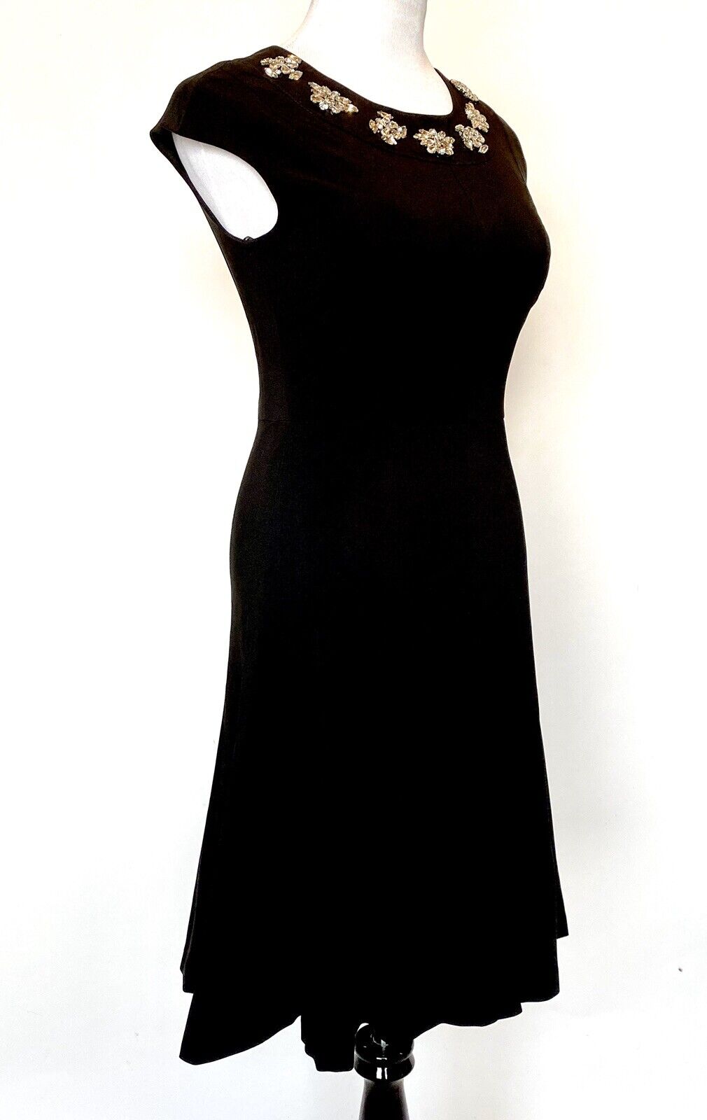 Jax Black Rhinestone Embellished Fit & Flare Dress Size 2 Retail $158 Price $64