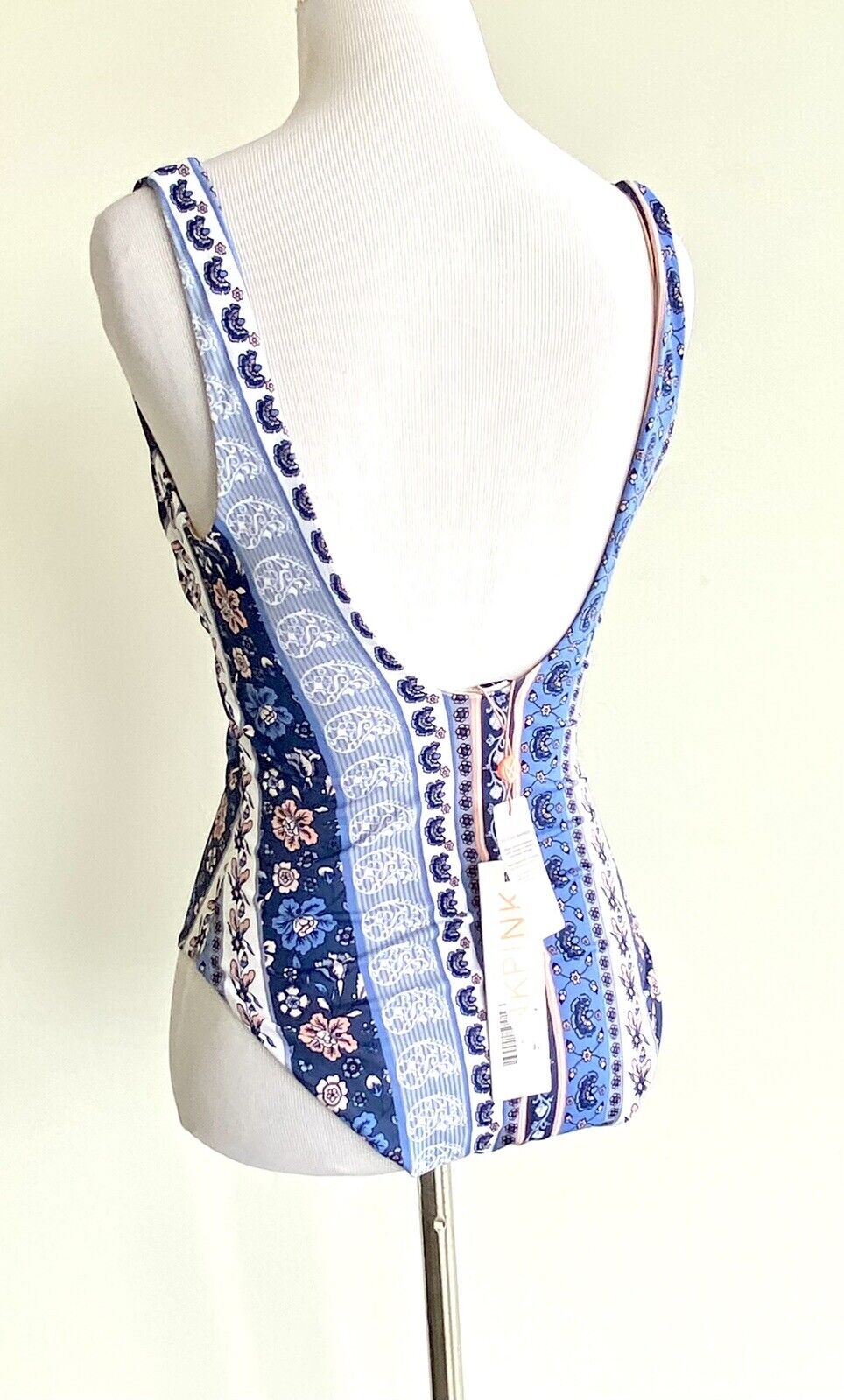 MinkPink Bounty Tie Front Crochet Edge Size S  Cutout Retail $119 Price $49 Blue
