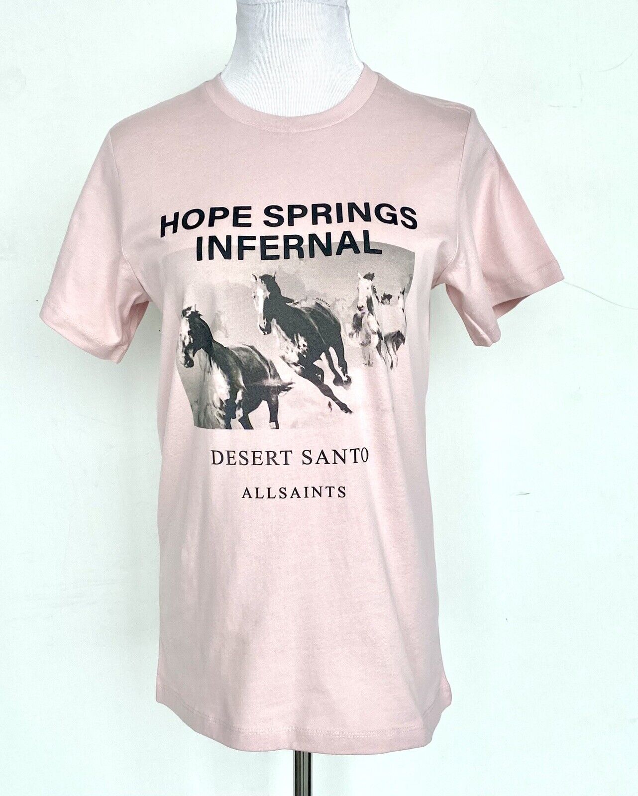 AllSaints Santo Boyfriend Tee NWT Retails $75 Price $55 Size S Horse Design
