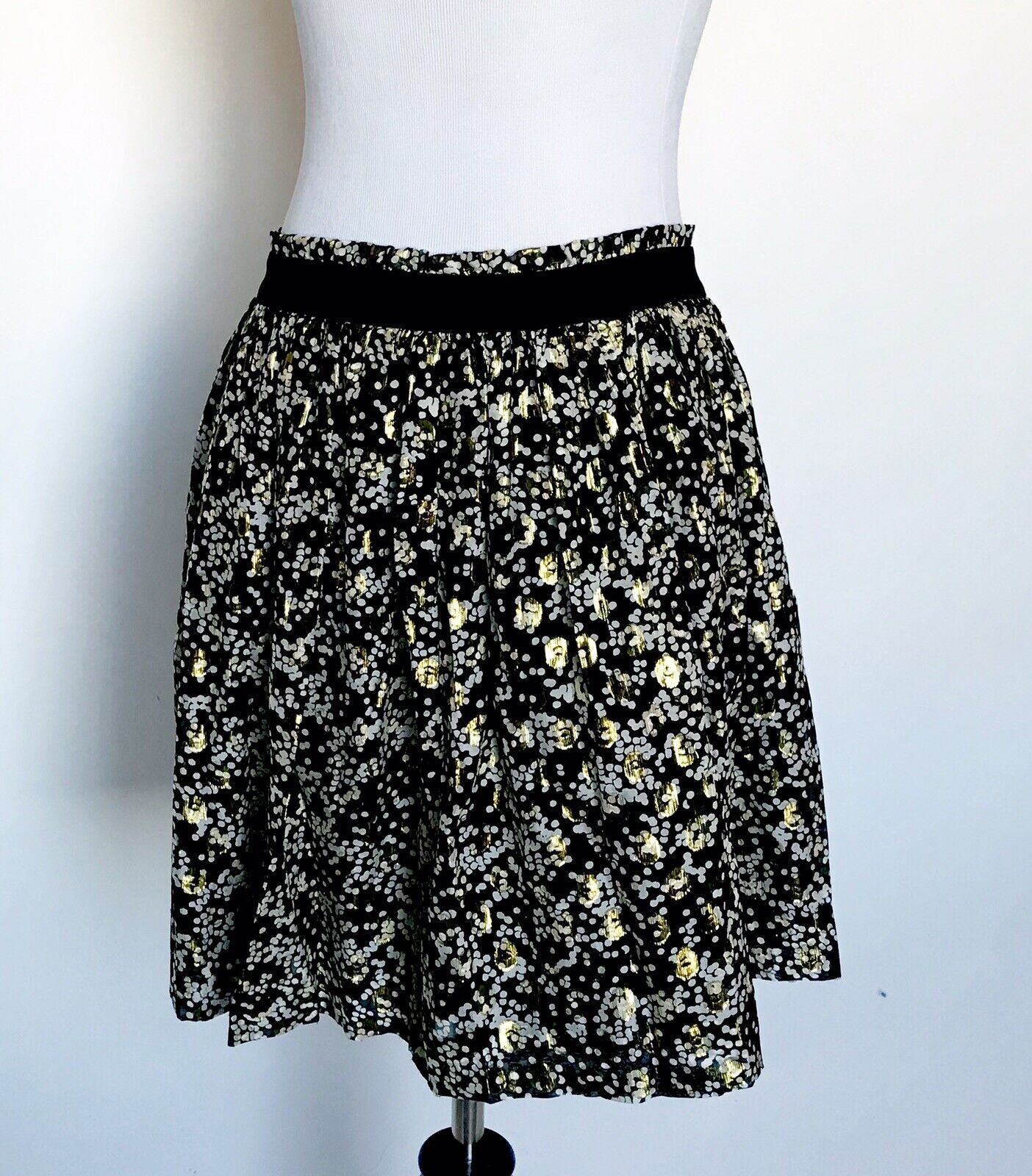 Maison Scotch Scotch & Soda Silk Gold Black Skirt NWT Retail $195 Price $43 XS