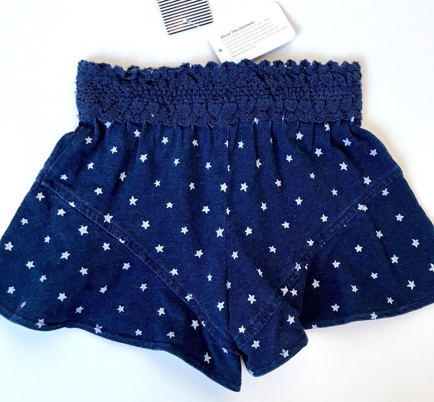 Splendid Indigo Star Shorts Lace Waist. Retail $30 Price $15 NWT 6-12 Month NWT