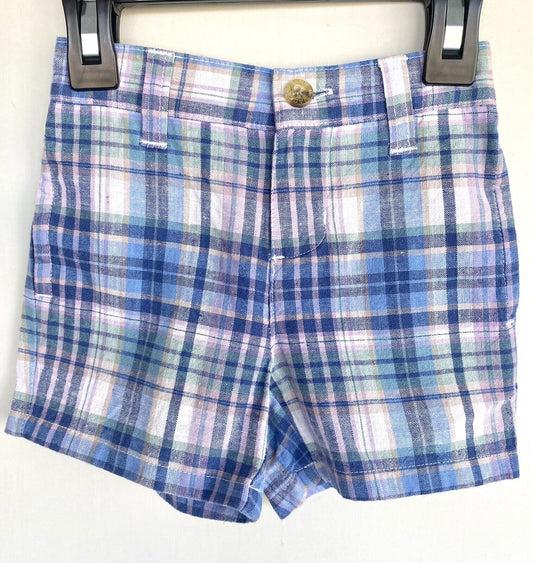 Janie And Jack Blue Check Cotton Linen Shorts 6-12M NWT Retail $39 Price $29