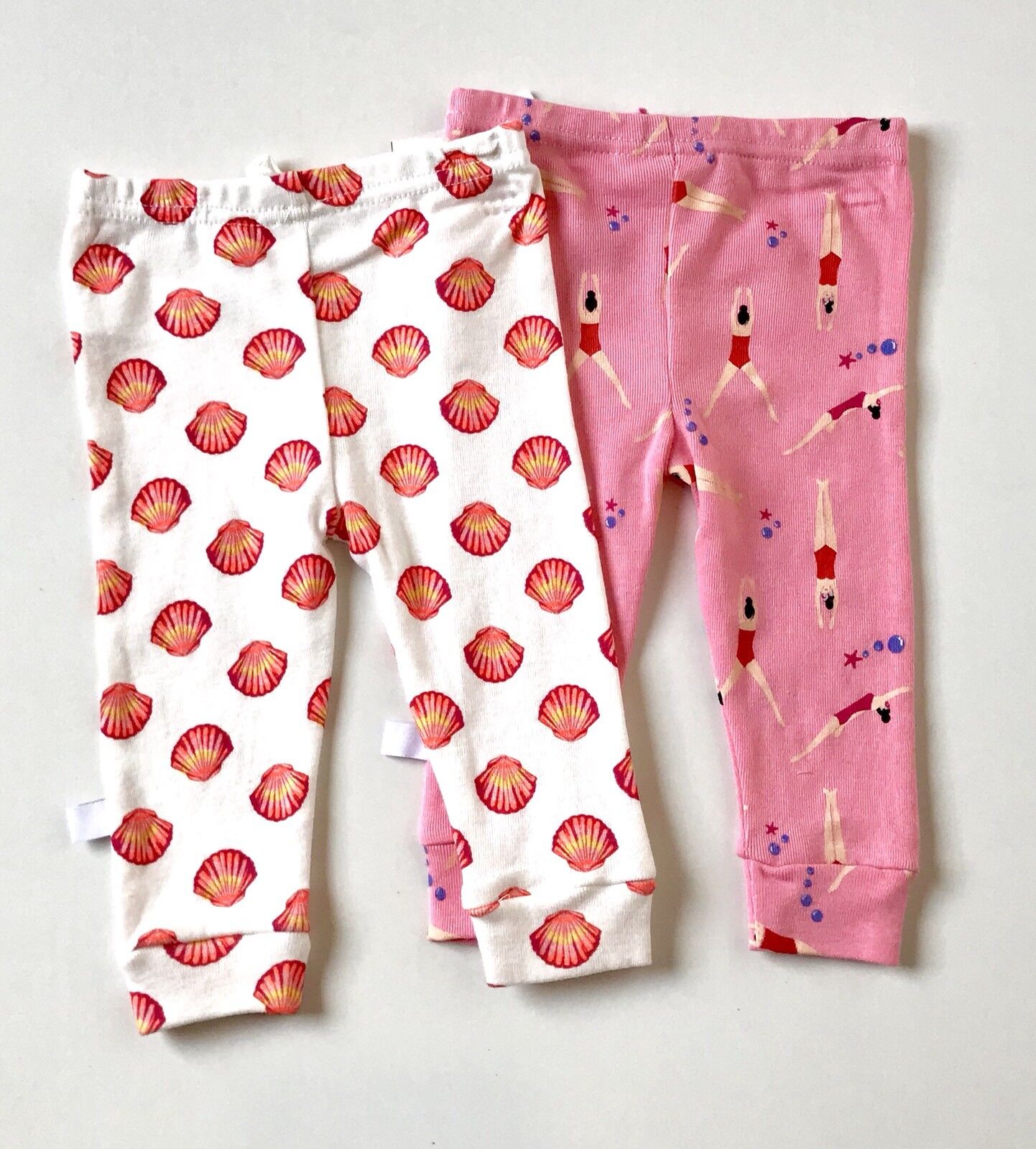 Rosie Pope 2 Pairs Swimmer & Seashell Leggings  Size 0-3 Months. NWT Price $12