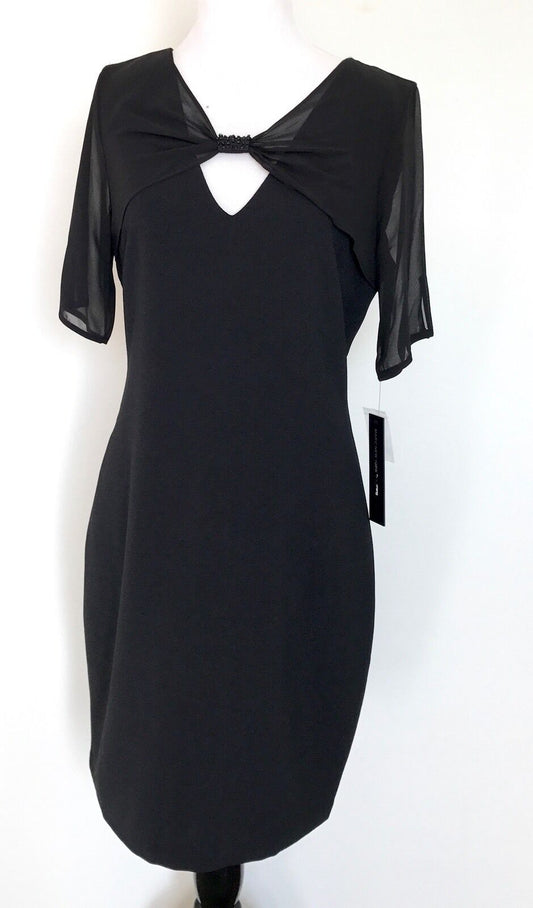 MARC NEW YORK Black Sheer Overlay Bead Dress NWT SIZE 6 RETAILS $148 PRICE $65